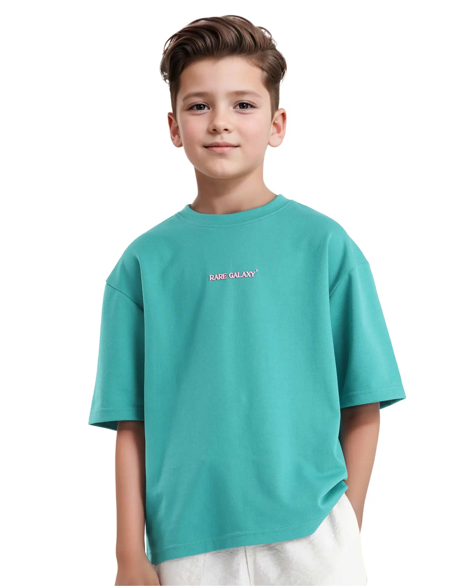 Rare Ones Kids Ryan Flouroscent Green Cotton Poly Short Sleeve Crew Neck Discharge With Hd Print Boxy T-Shirt