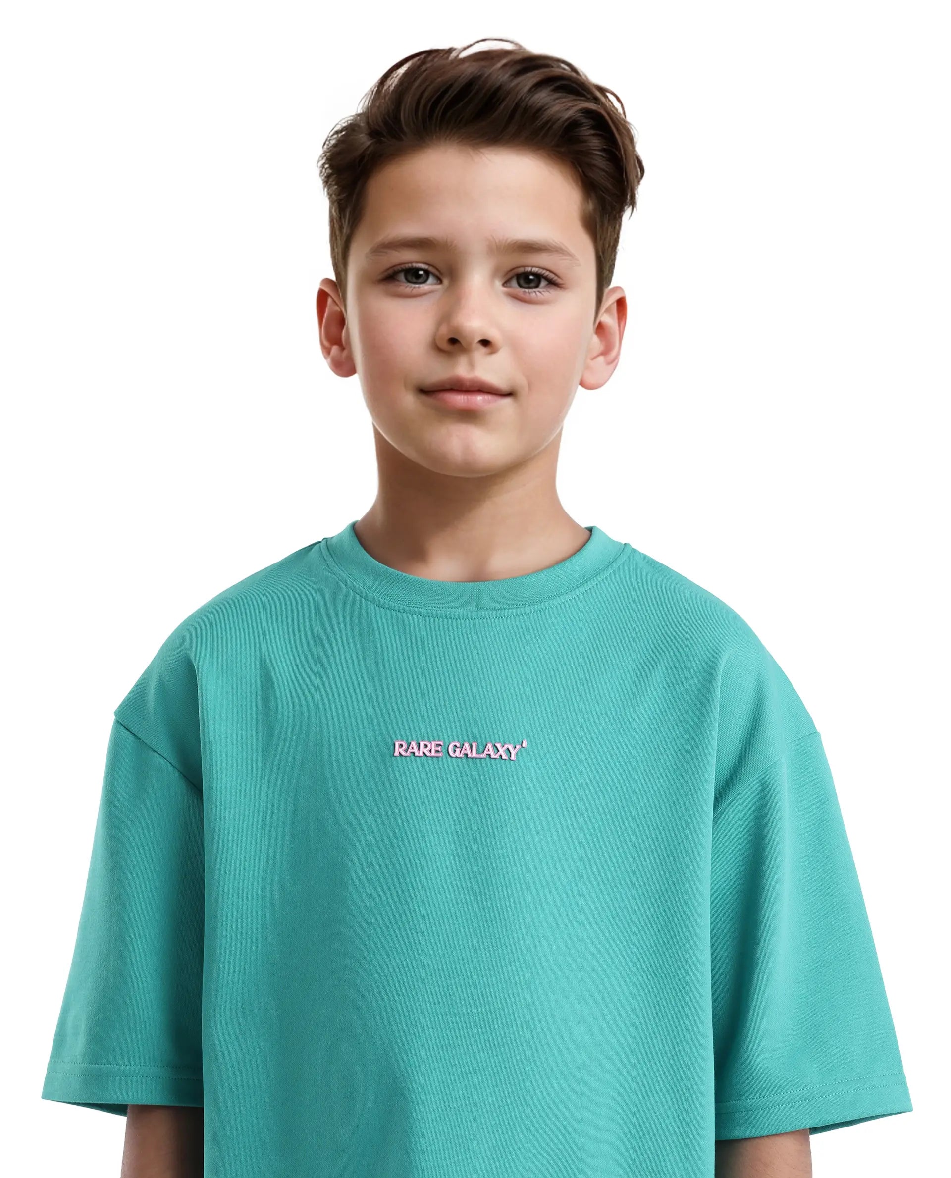 Rare Ones Kids Ryan Flouroscent Green Cotton Poly Short Sleeve Crew Neck Discharge With Hd Print Boxy T-Shirt