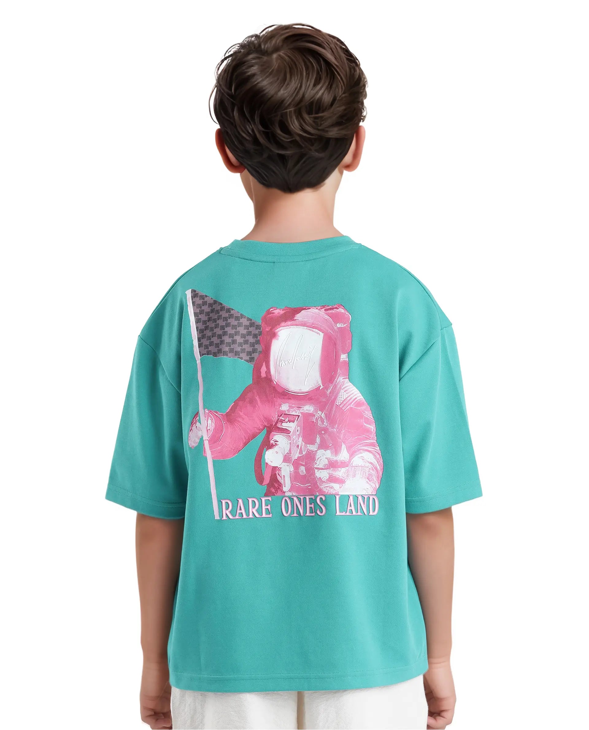 Rare Ones Kids Ryan Flouroscent Green Cotton Poly Short Sleeve Crew Neck Discharge With Hd Print Boxy T-Shirt