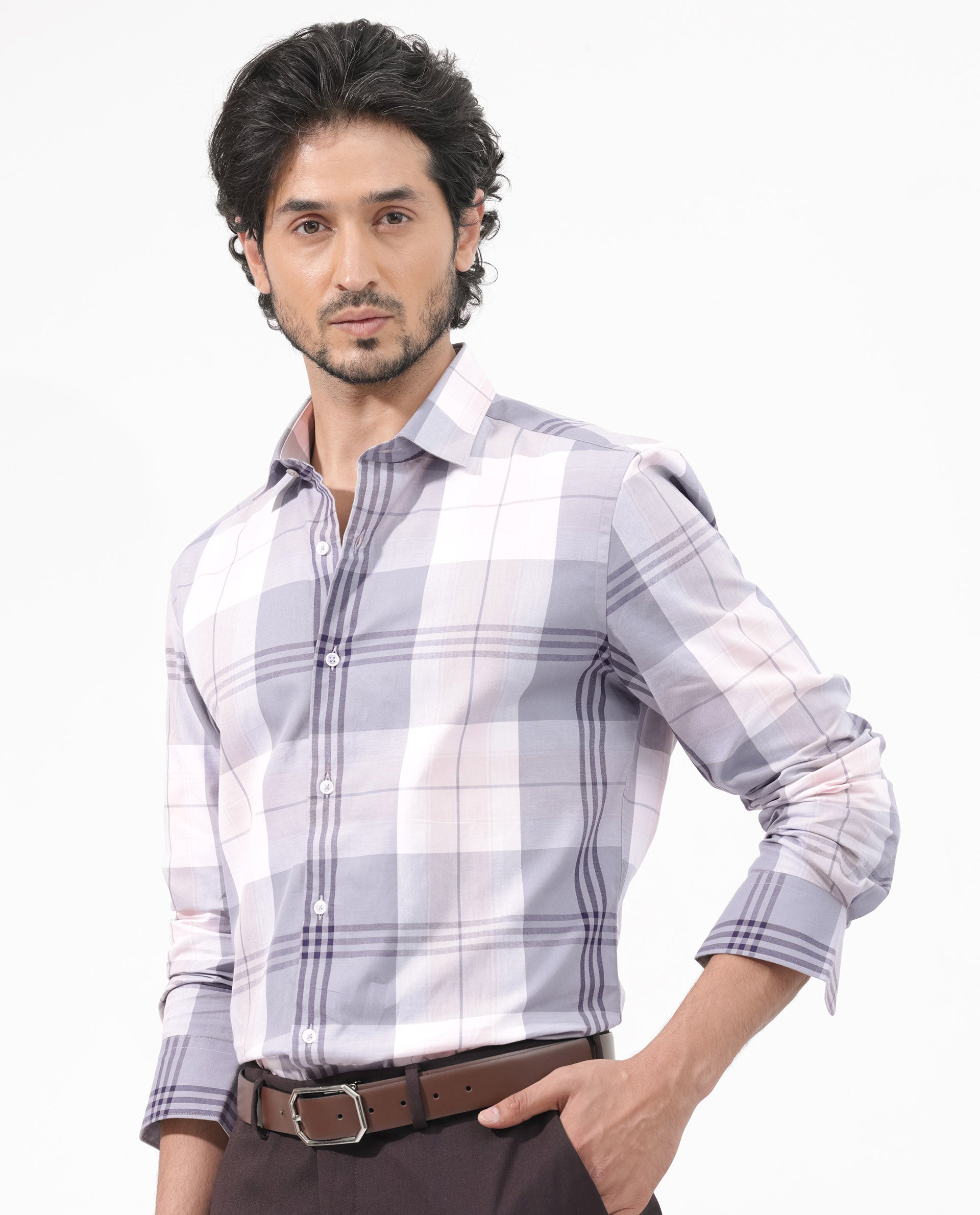 Rare Rabbit Mens Ryett Pink Full Sleeve Regular Fit Checks Shirt