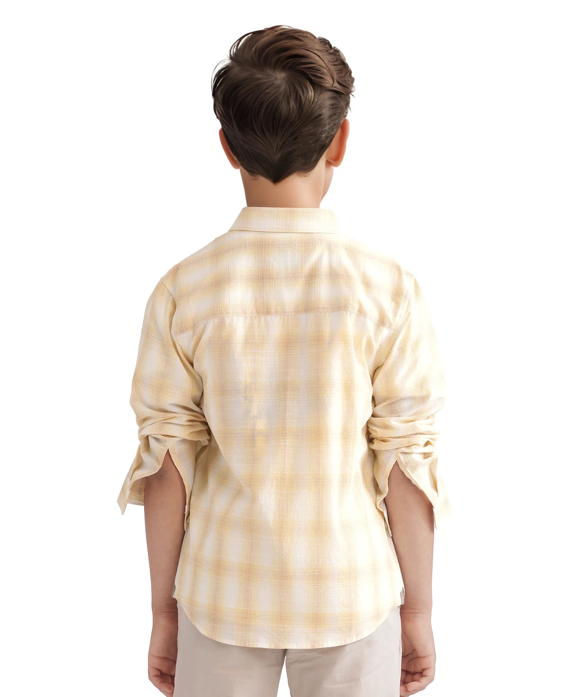 Rare Ones Kids Sable Yellow Cotton Full Sleeve Spread Collar Checked Shirt