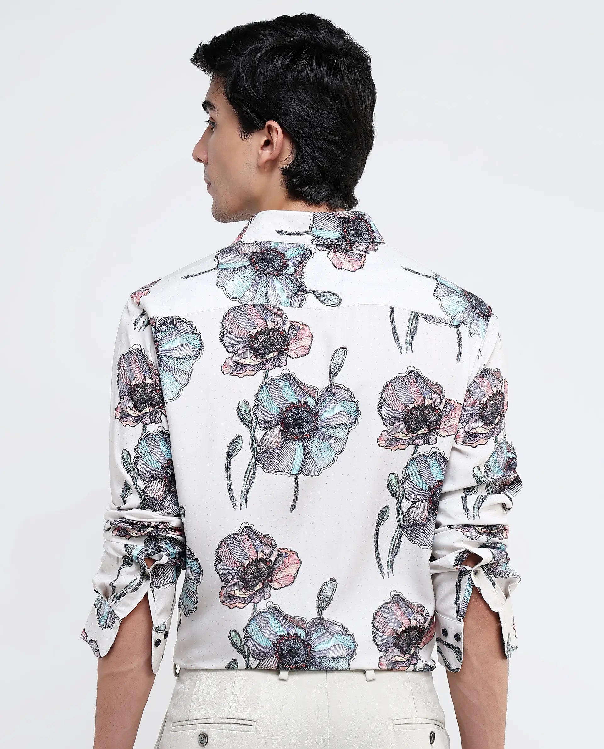 Rare Rabbit Men Saddle-1 Light Pink Full Sleeve Regular Fit Shirt