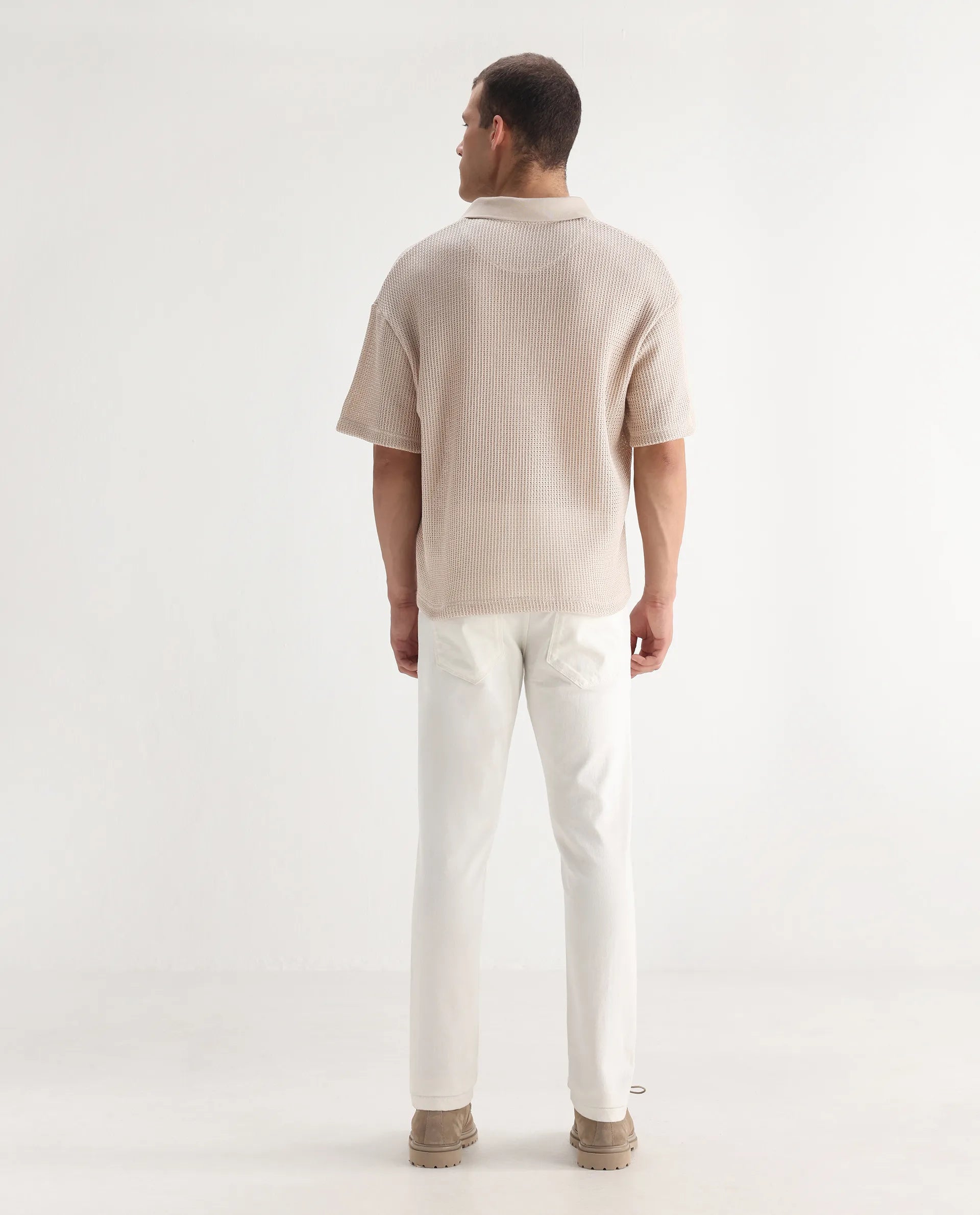 Rare Rabbit Men's Safi White Cotton Blend Plain Hawk Slim Fit Jeans