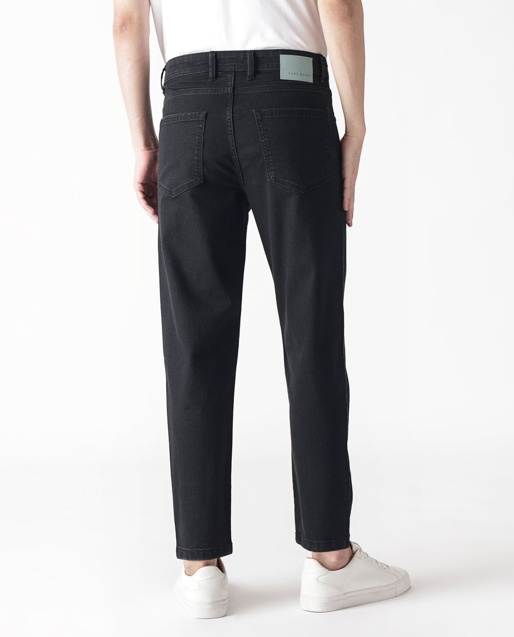 Rare Rabbit Men's Sam Black Dark Wash Mid-Rise Carrot Fit Jeans