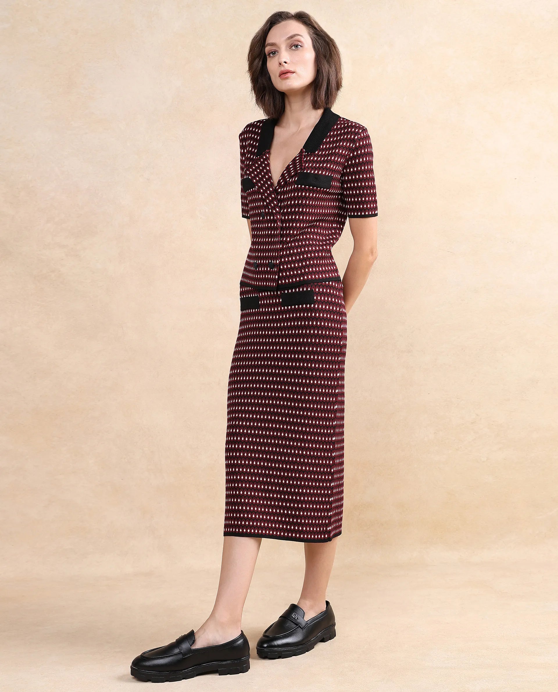 Rareism Women Sanayi T Maroon Relaxed Fit Printed Top