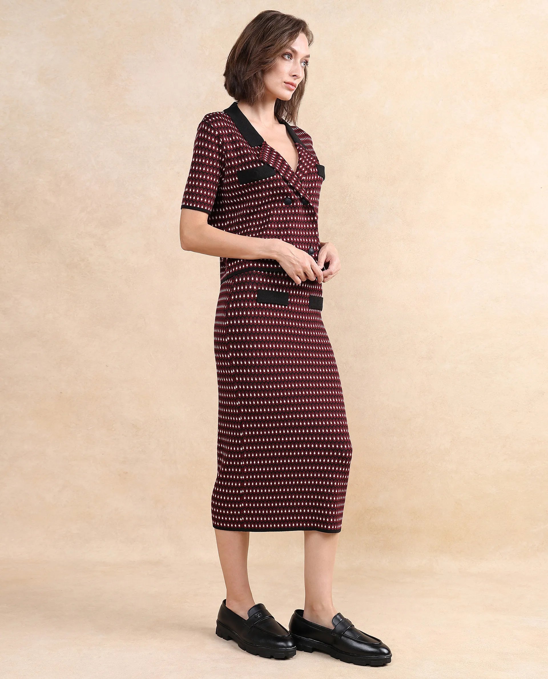 Rareism Women Sanayi T Maroon Relaxed Fit Printed Top