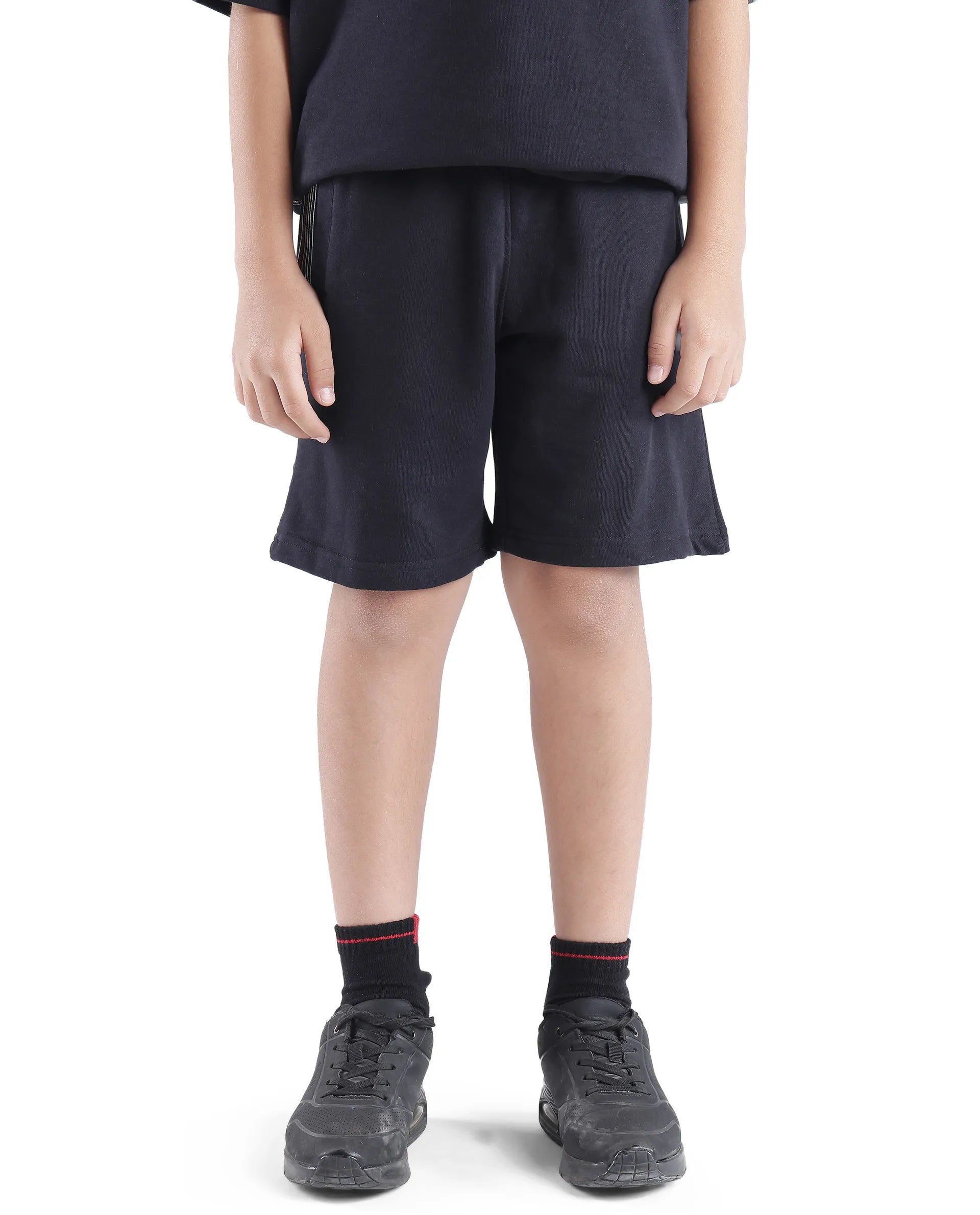 Rare Ones Kids San Black Cotton Applique Boxy Shorts