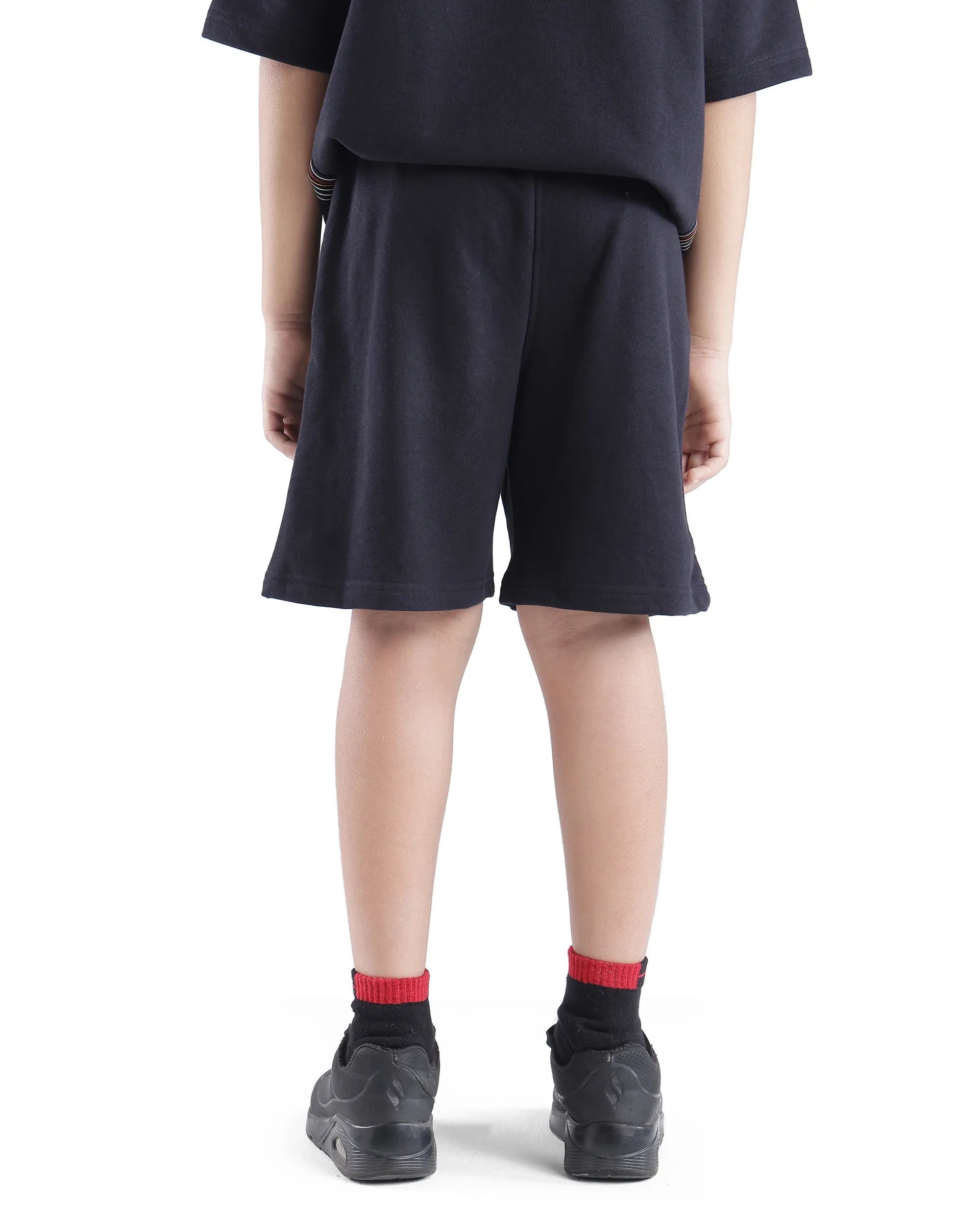 Rare Ones Kids San Black Cotton Applique Boxy Shorts