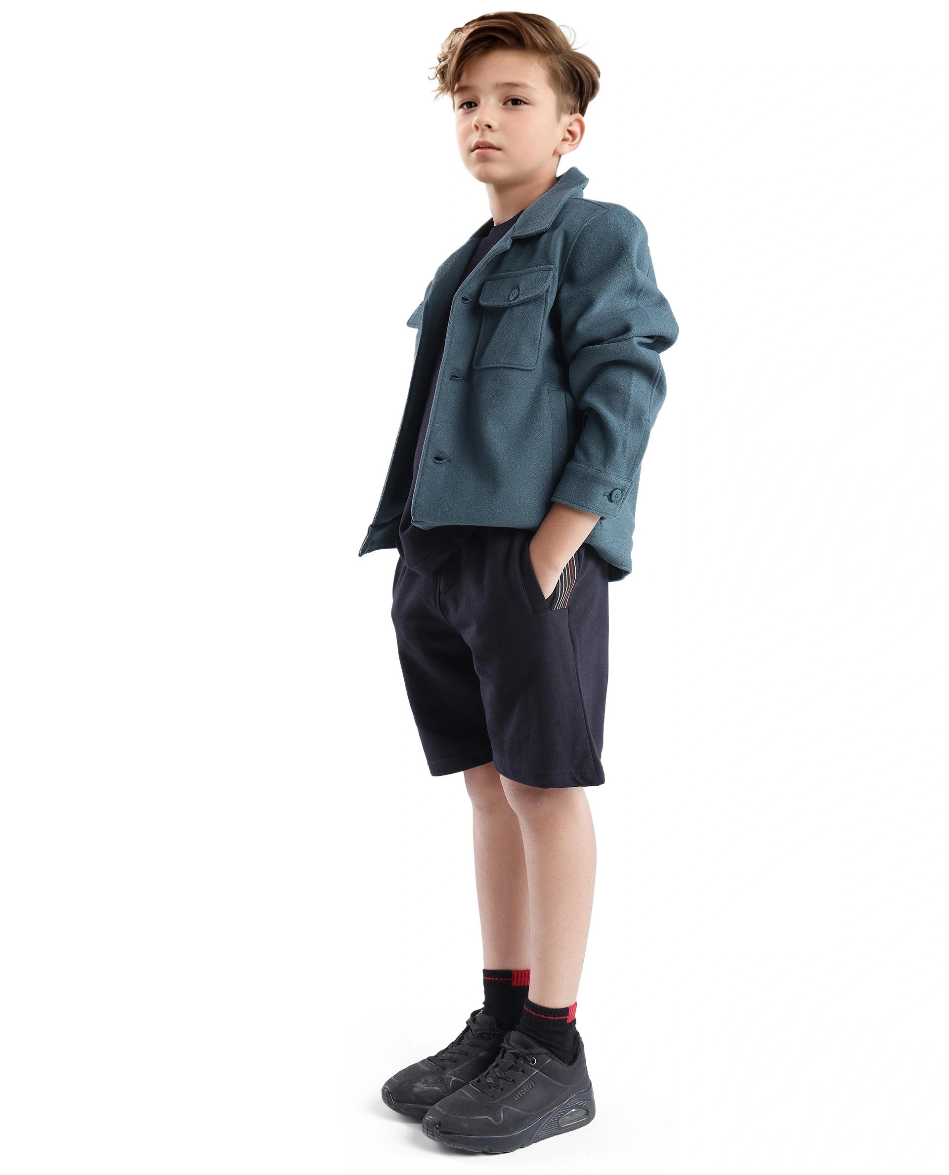 Rare Ones Kids San Black Cotton Applique Boxy Shorts