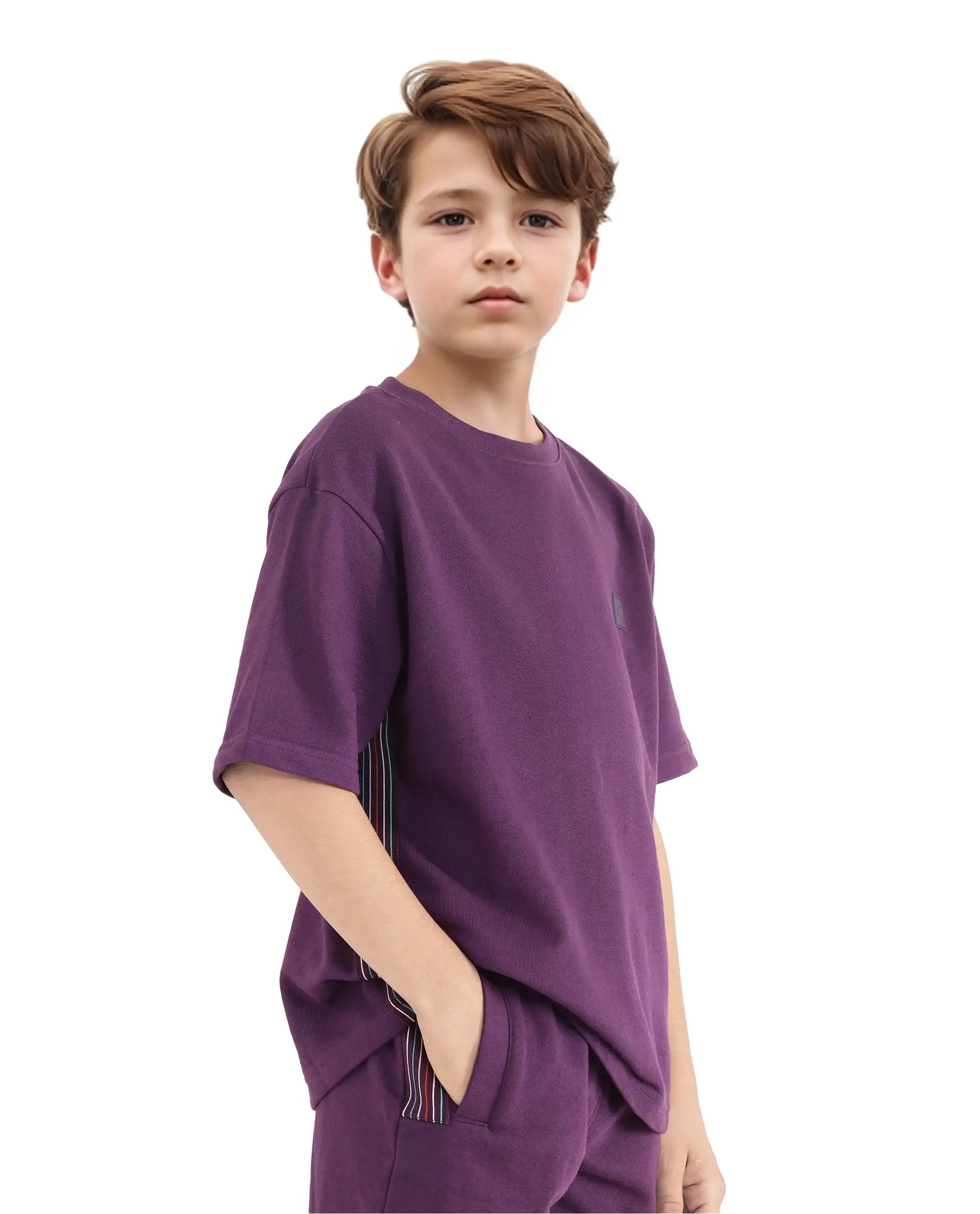 Rare Ones Kids Sans Purple Cotton Poly Short Sleeve Crew Neck Applique T-Shirt
