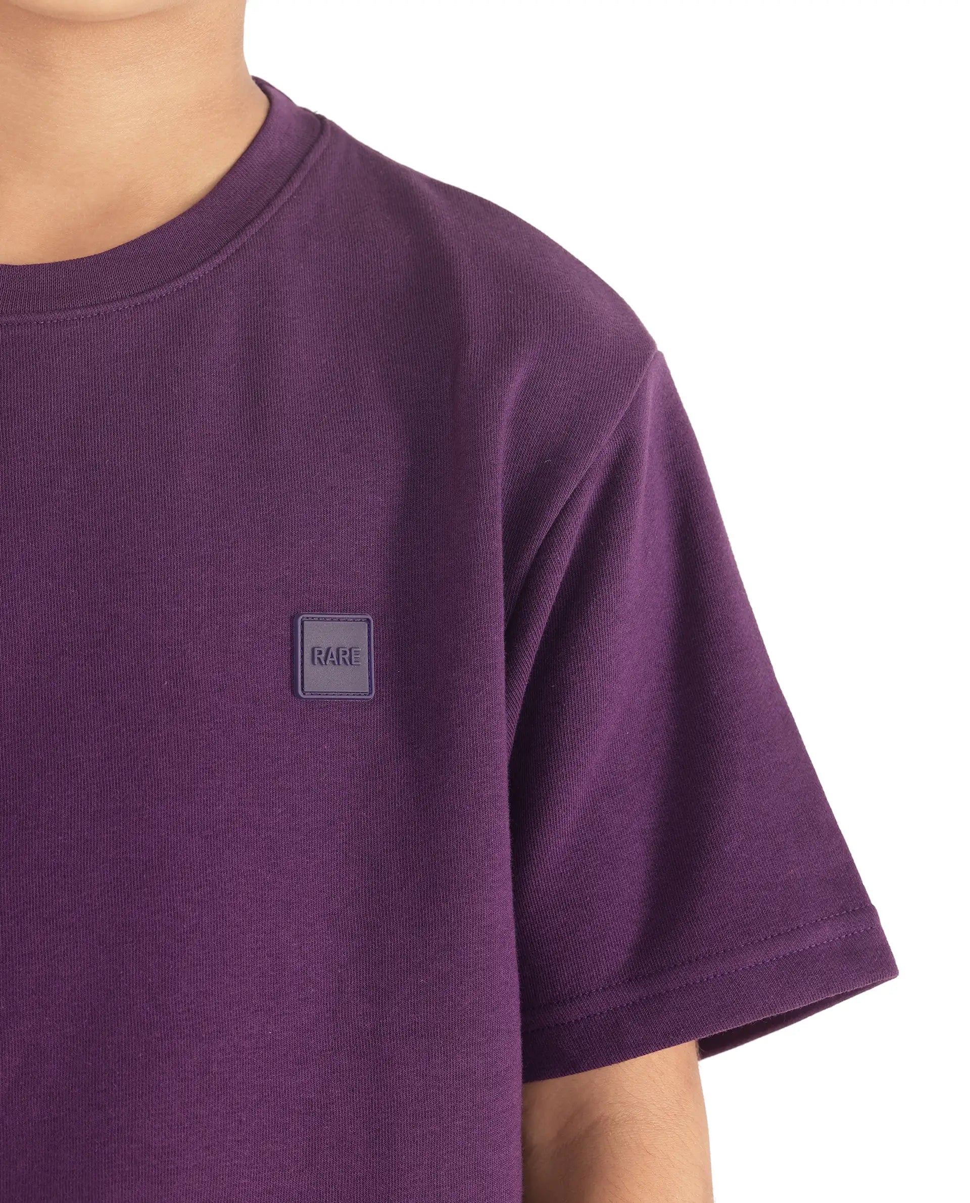 Rare Ones Kids Sans Purple Cotton Poly Short Sleeve Crew Neck Applique T-Shirt