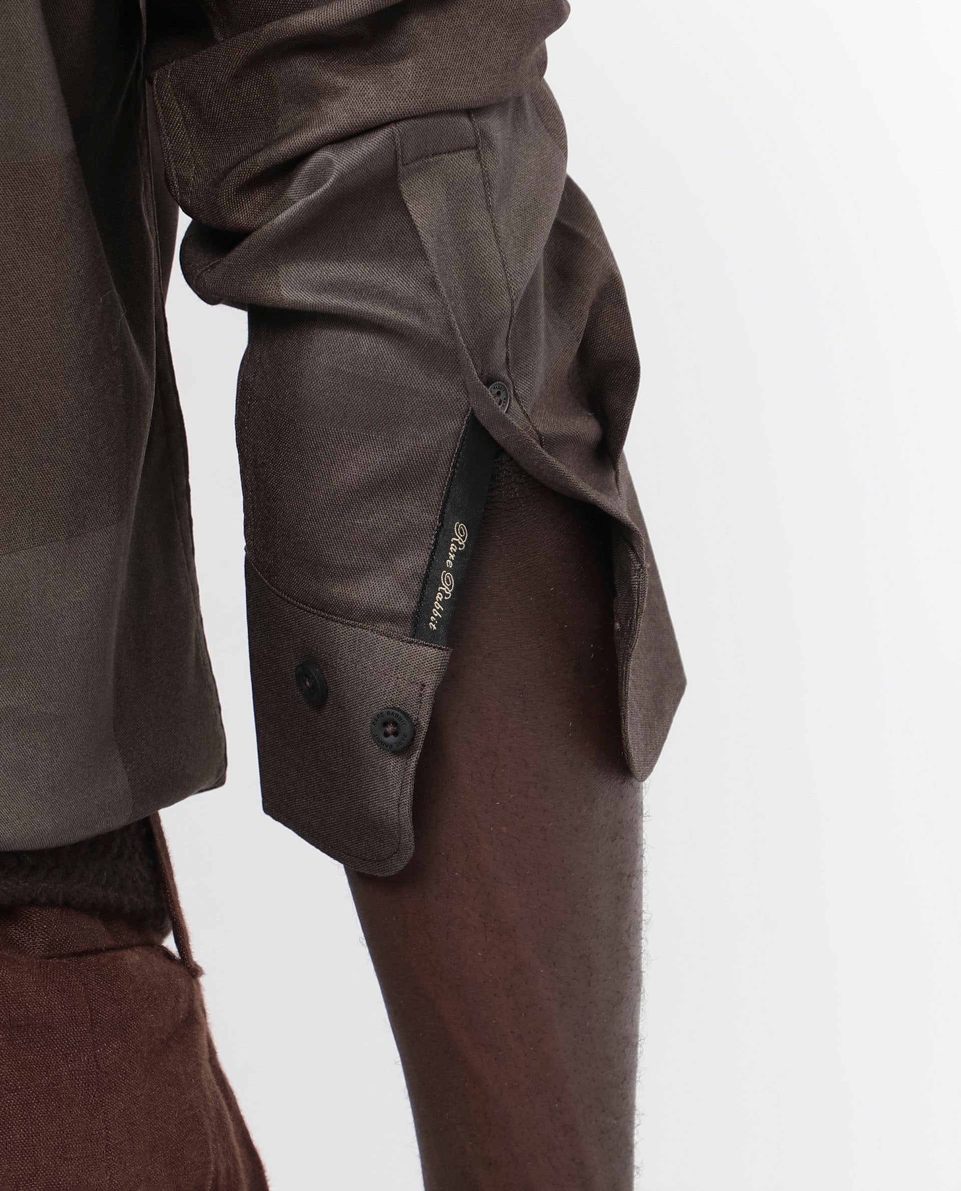 Rare Rabbit Men's Santhe Olive Cotton Lycra Fabric Full Sleeves Regular Fit Tonal Checks Shirt