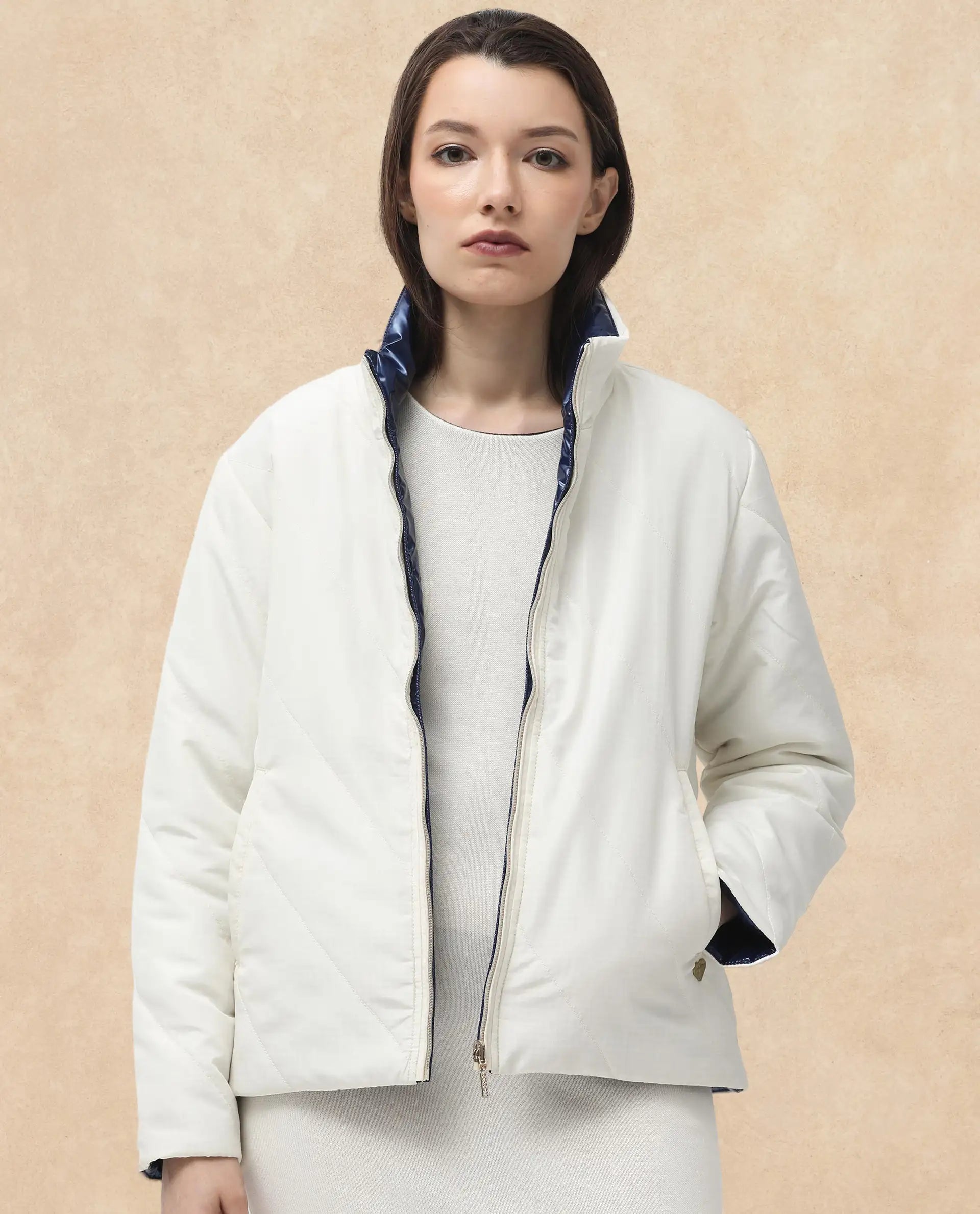 Rareism Women Sapell Off White Plain Jacket