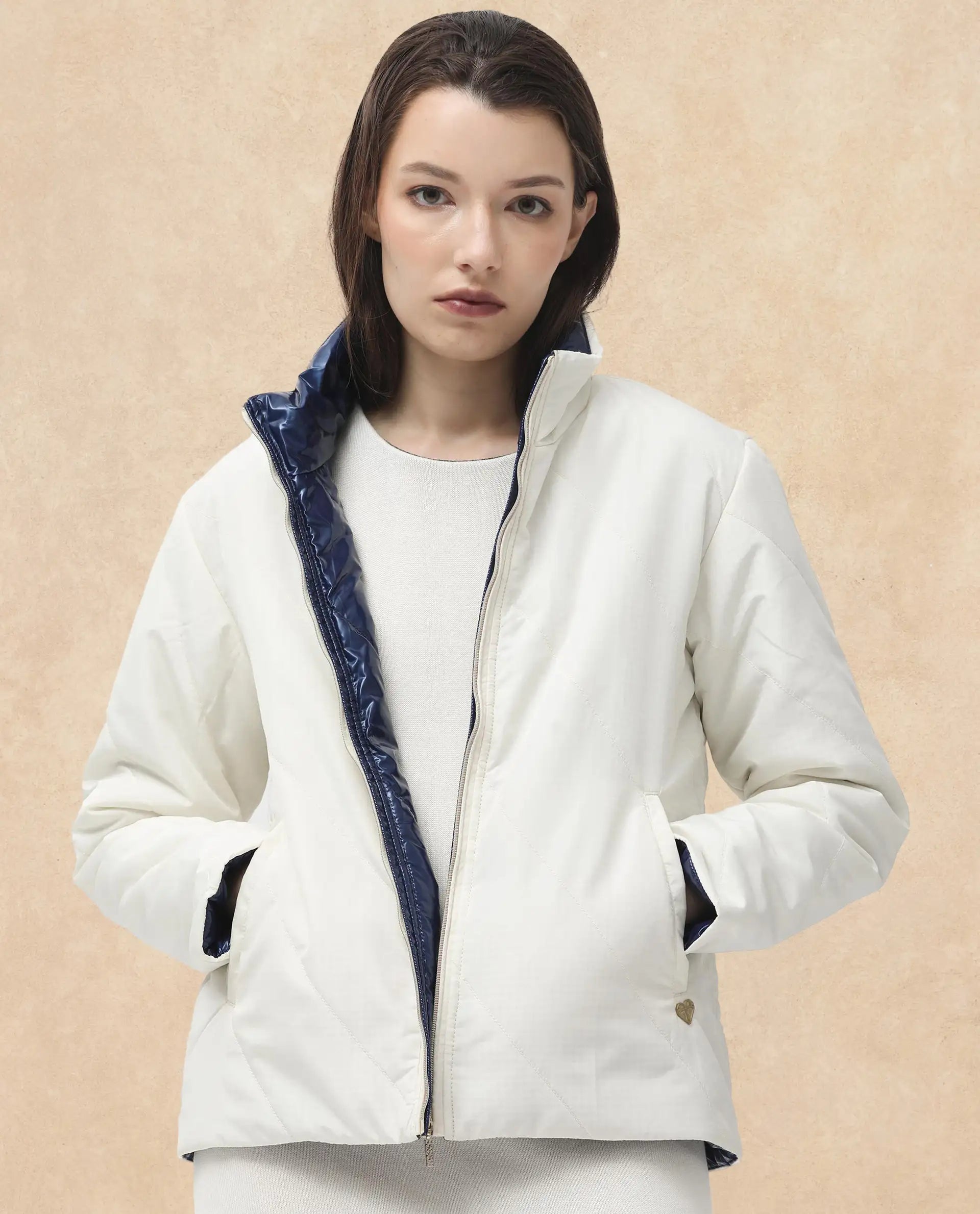 Rareism Women Sapell Off White Plain Jacket