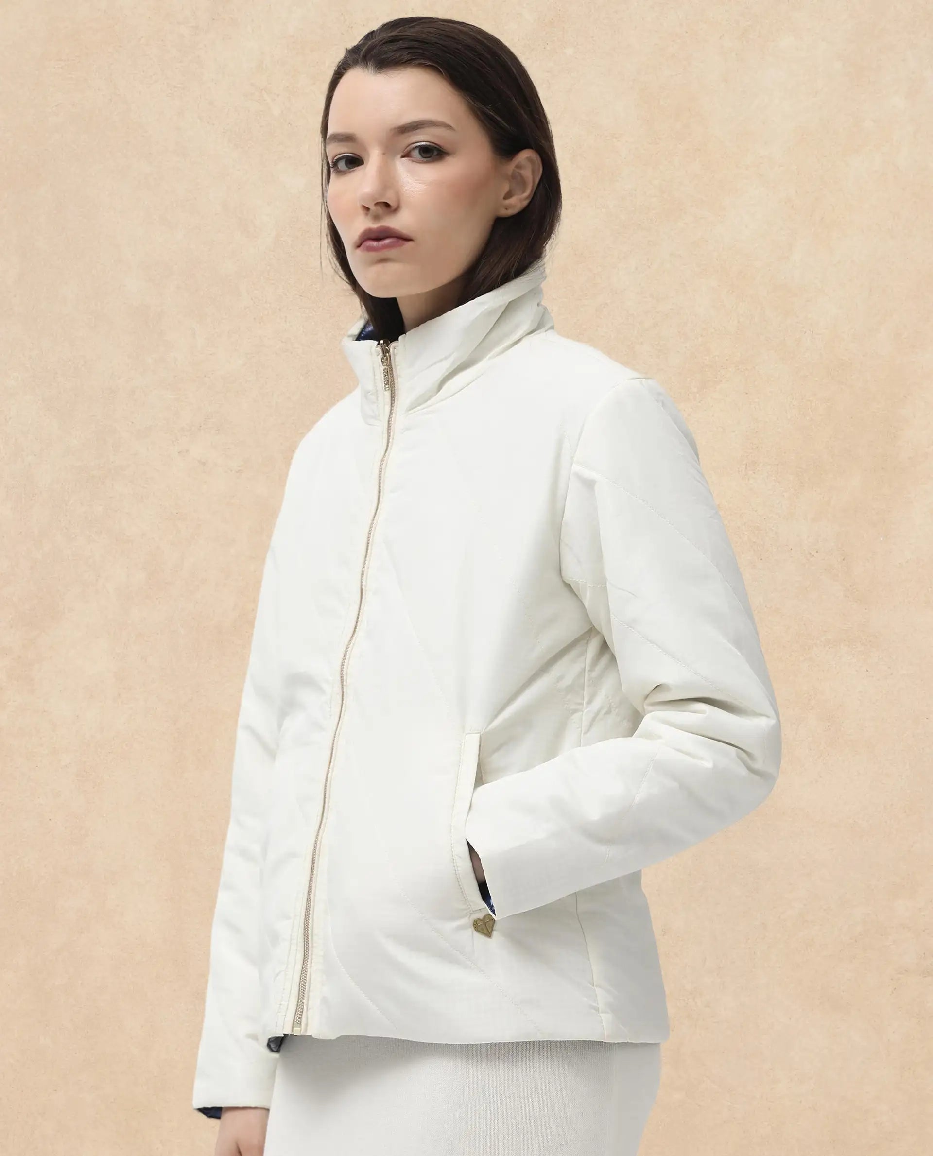 Rareism Women Sapell Off White Plain Jacket
