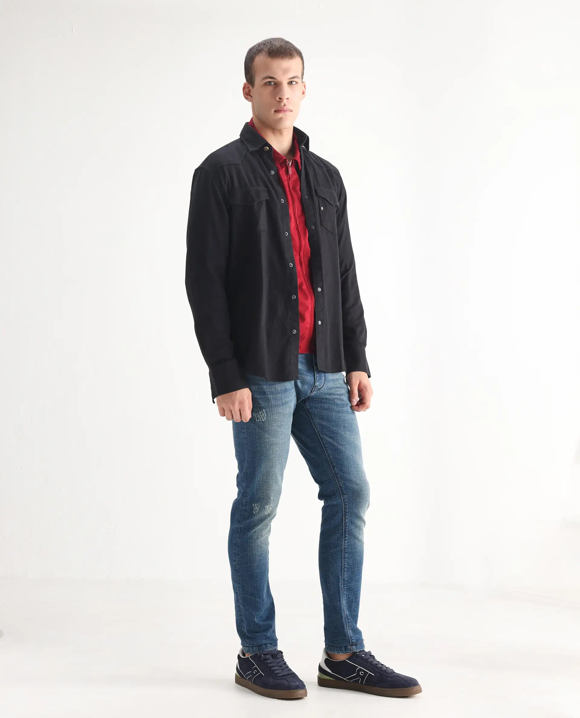 Rare Rabbit Men's Sator Light Blue Cotton Plain Hawk Slim Fit Jeans