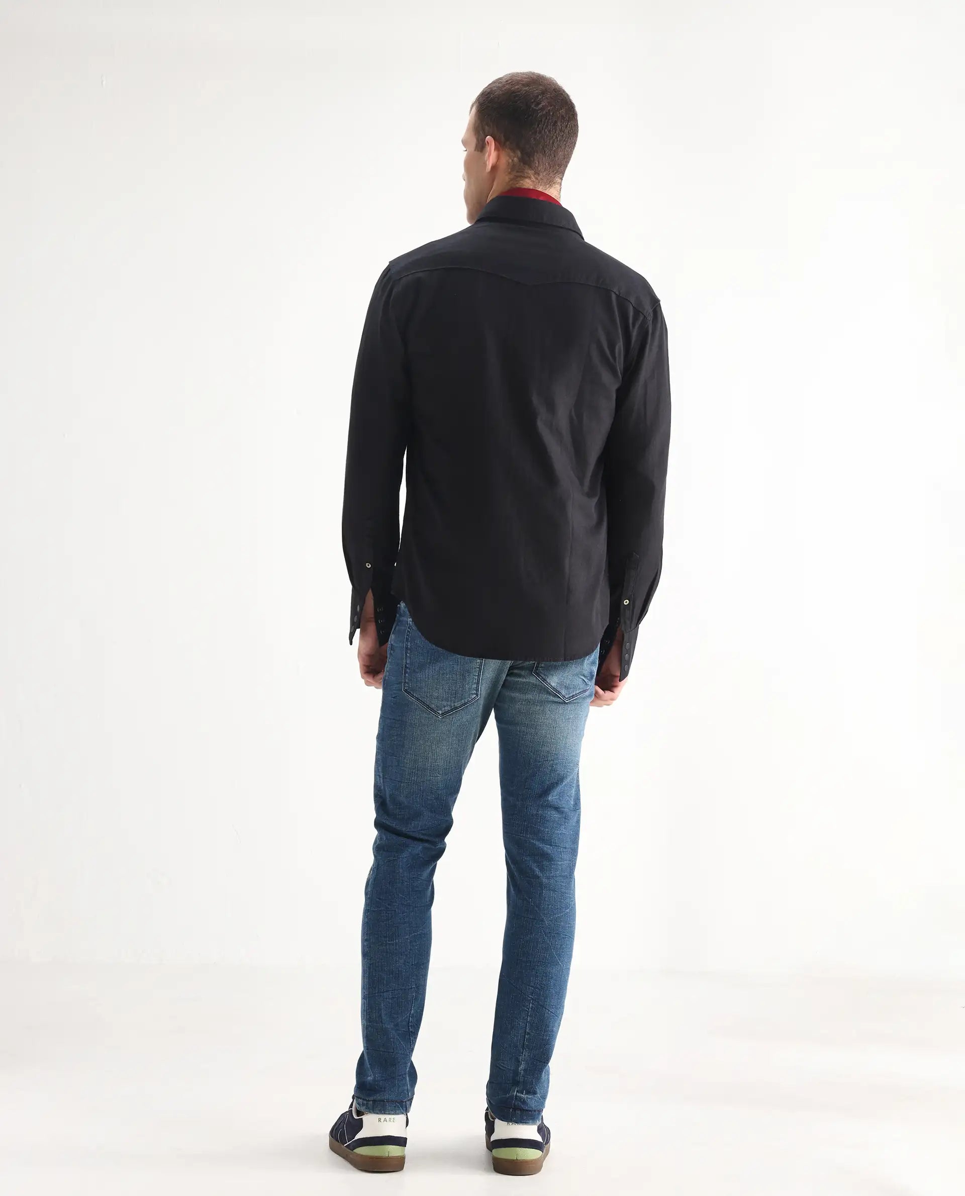 Rare Rabbit Men's Sator Light Blue Cotton Plain Hawk Slim Fit Jeans