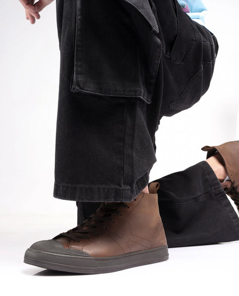 Buy Sauroil Hi Pro - Brown Classic Oil Pull-Up Leather Sneaker| Rare'Z