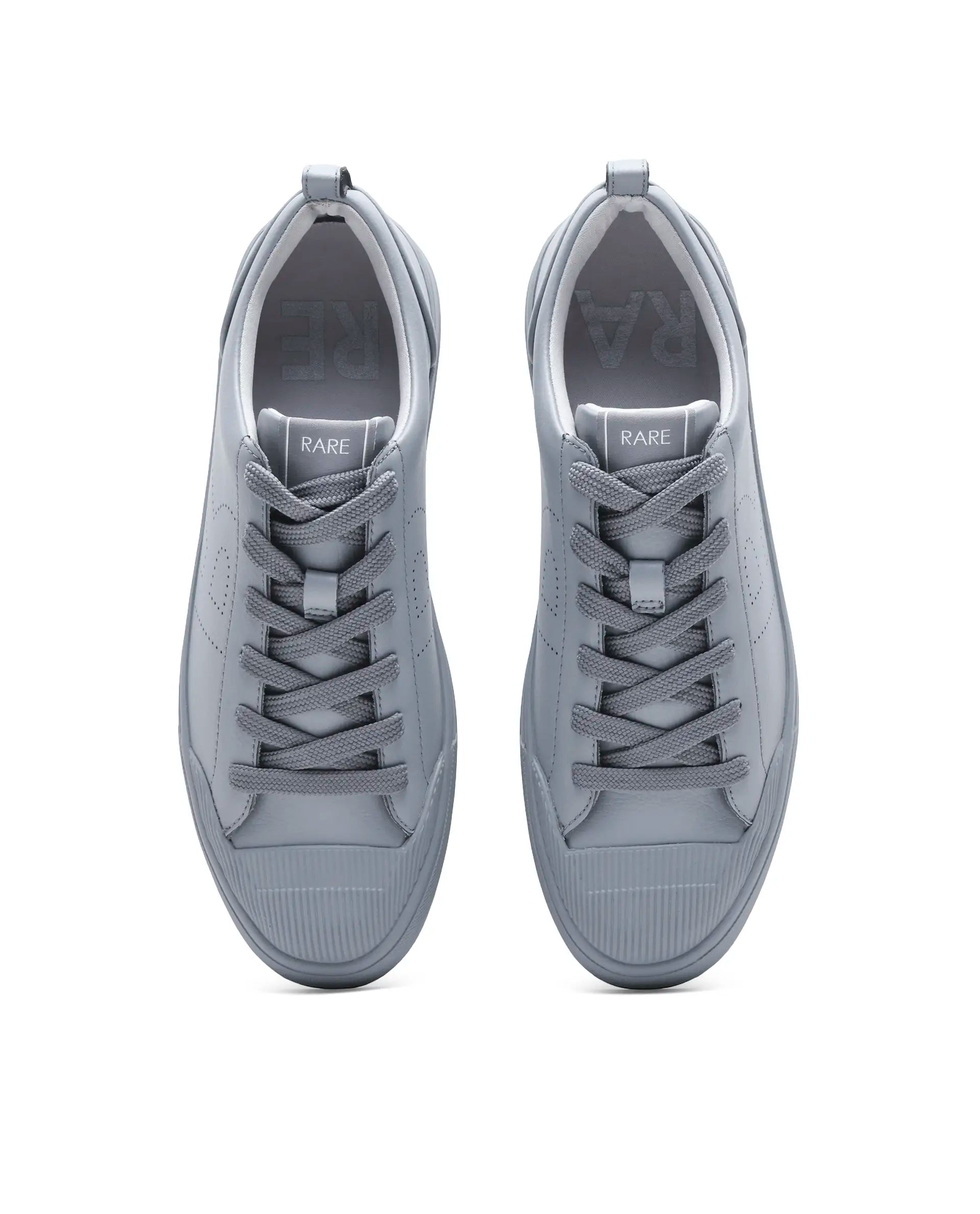 Rare Rabbit Men's Sauron 25 Dark Grey Micro Leather Sneaker