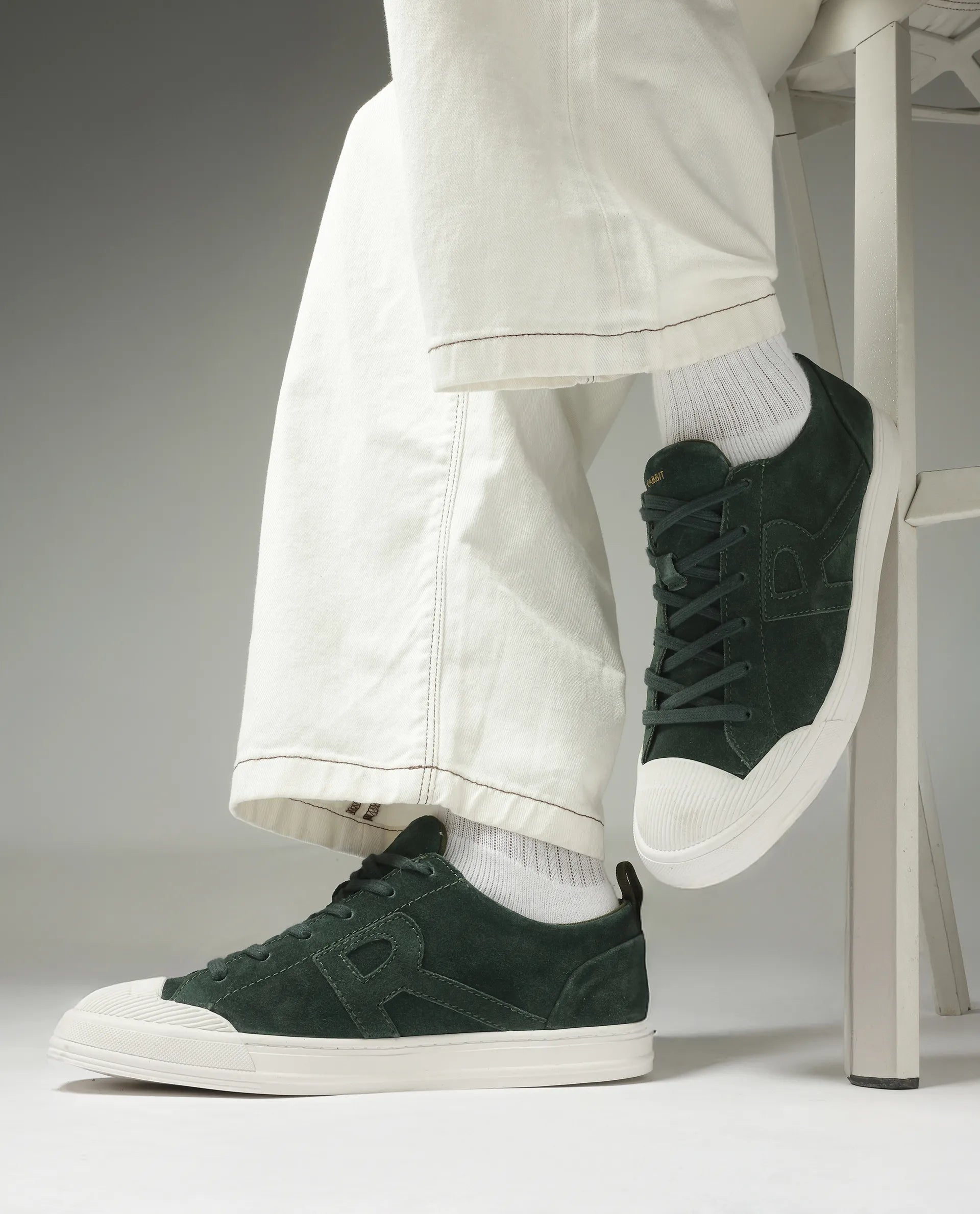 Rare Rabbit Men Sauron Green Round Toe Premium Suede Lace Up Low Top Sneaker Shoes