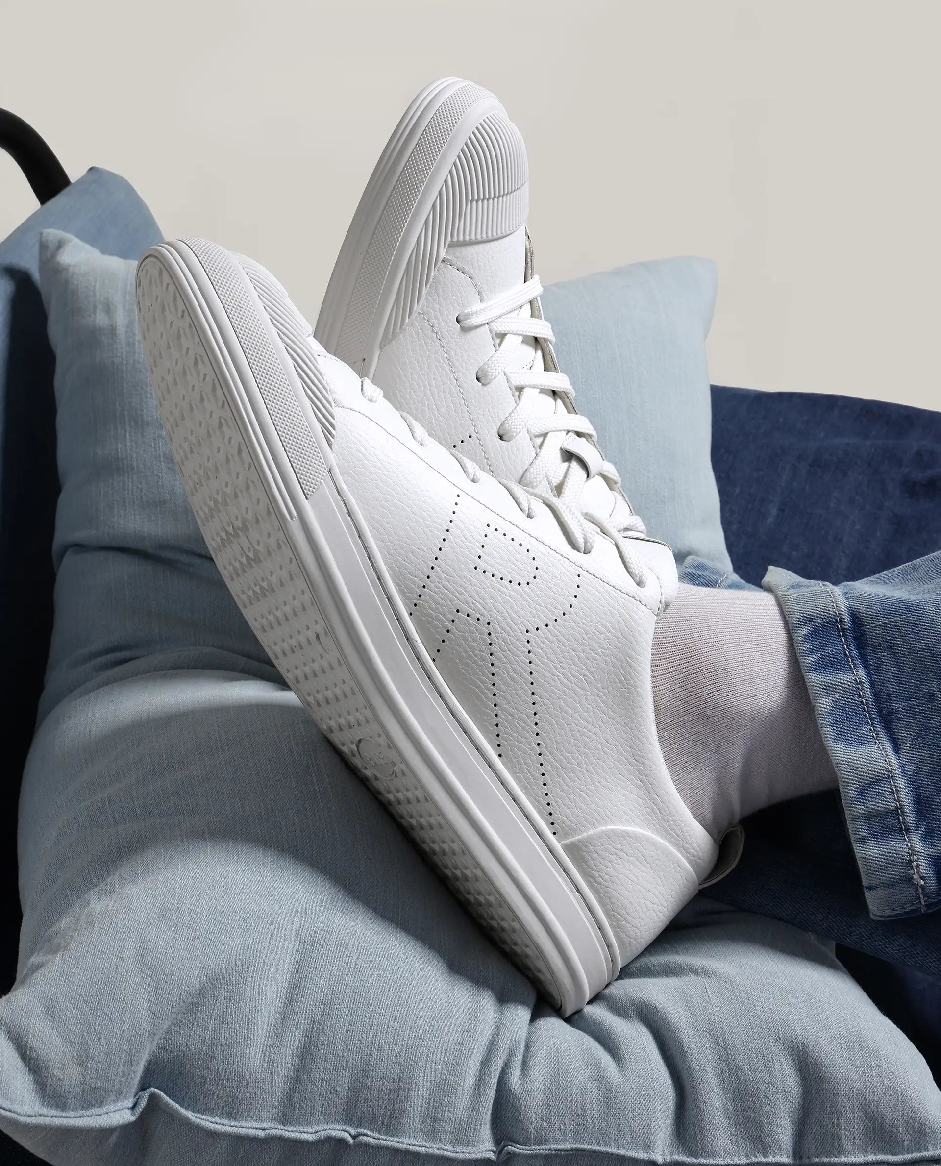 Rare Rabbit Men's Sauron 25 White Micro Leather Sneaker
