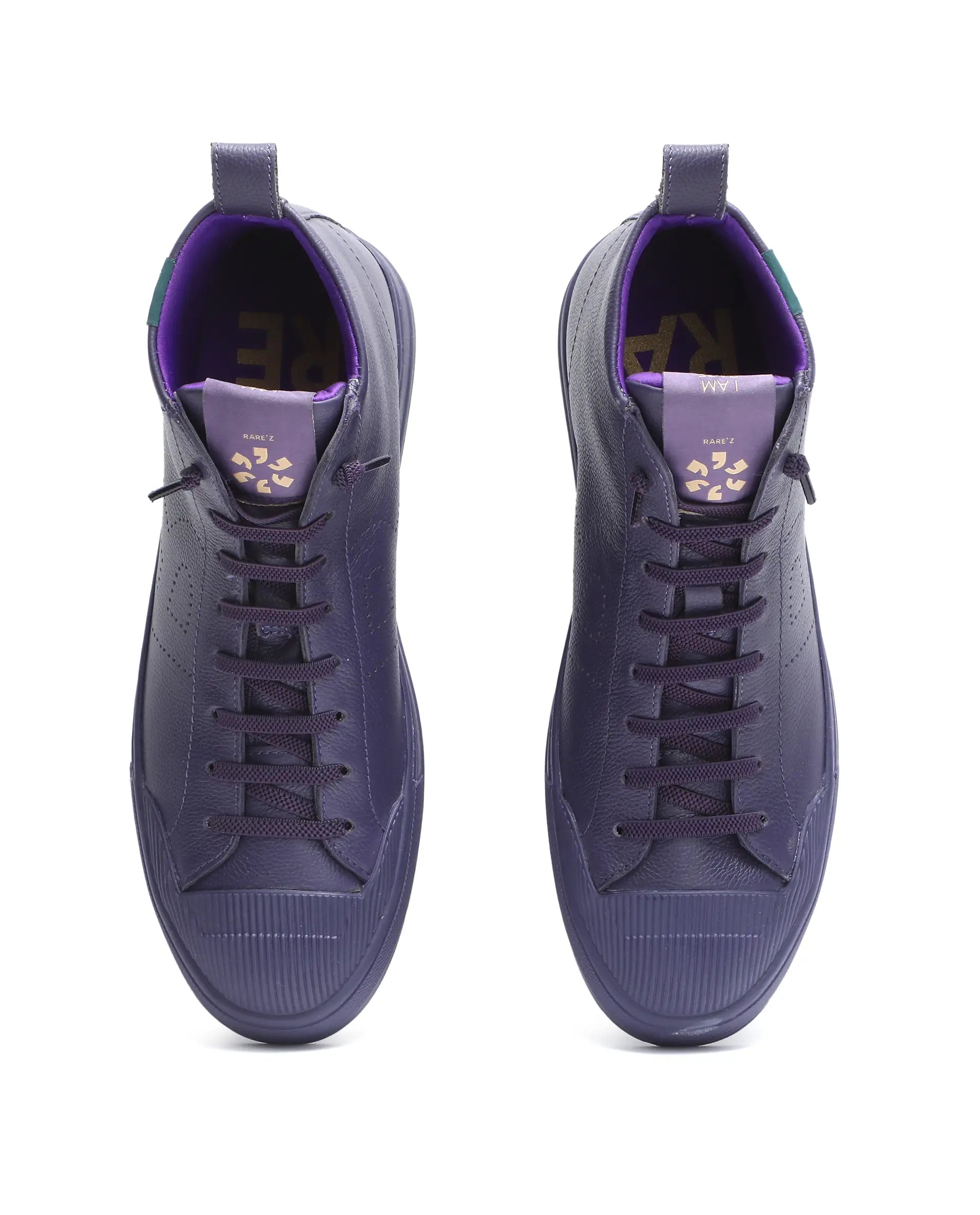 Rare Rabbit Men Sauron Hi Pro Dark Purple Leather Lace-Up Closure Sneaker