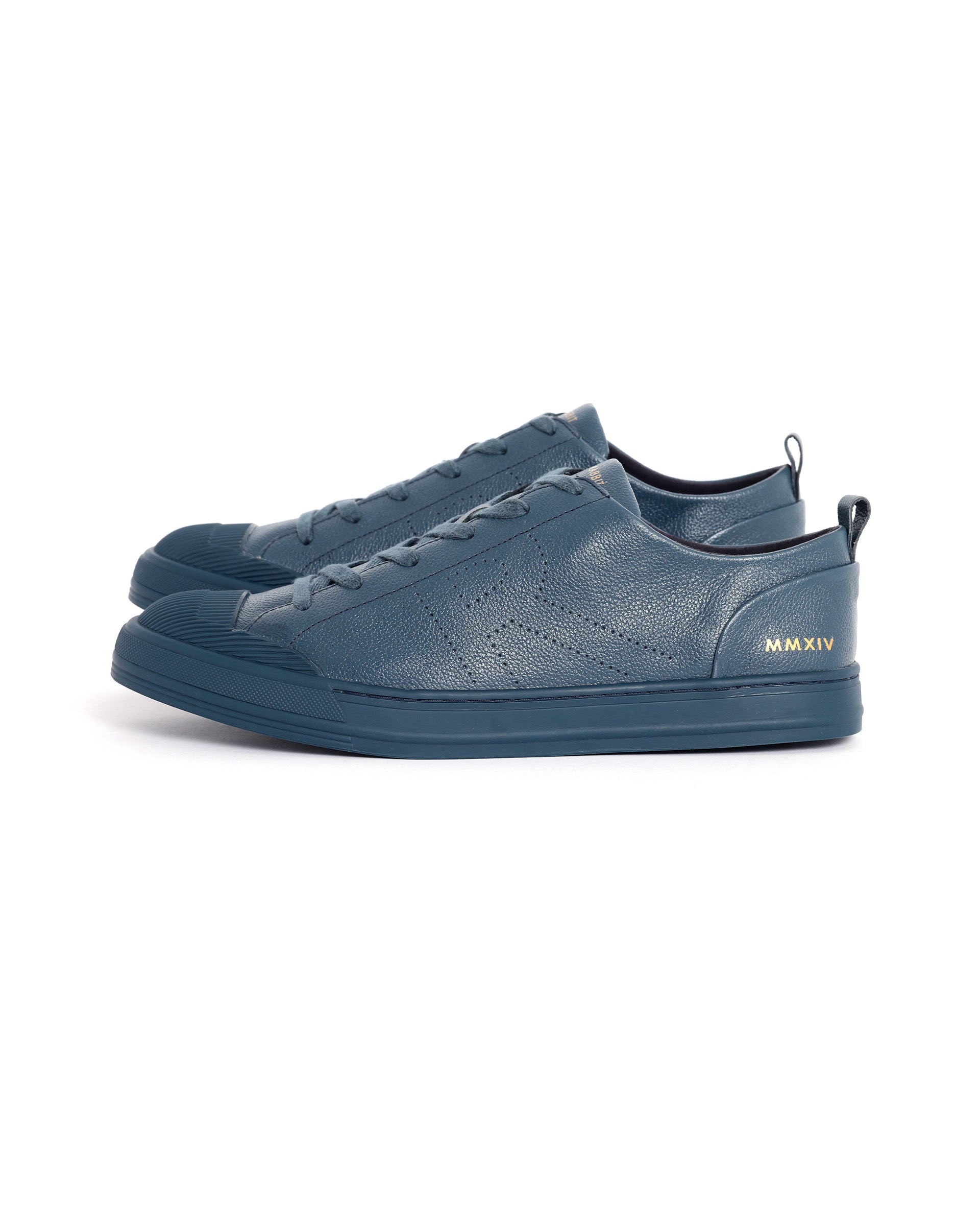 Rare Rabbit Mens Sauron Pro Teal Premium Milled Leather Lace Up Low Top Round Toe Sneaker Shoes