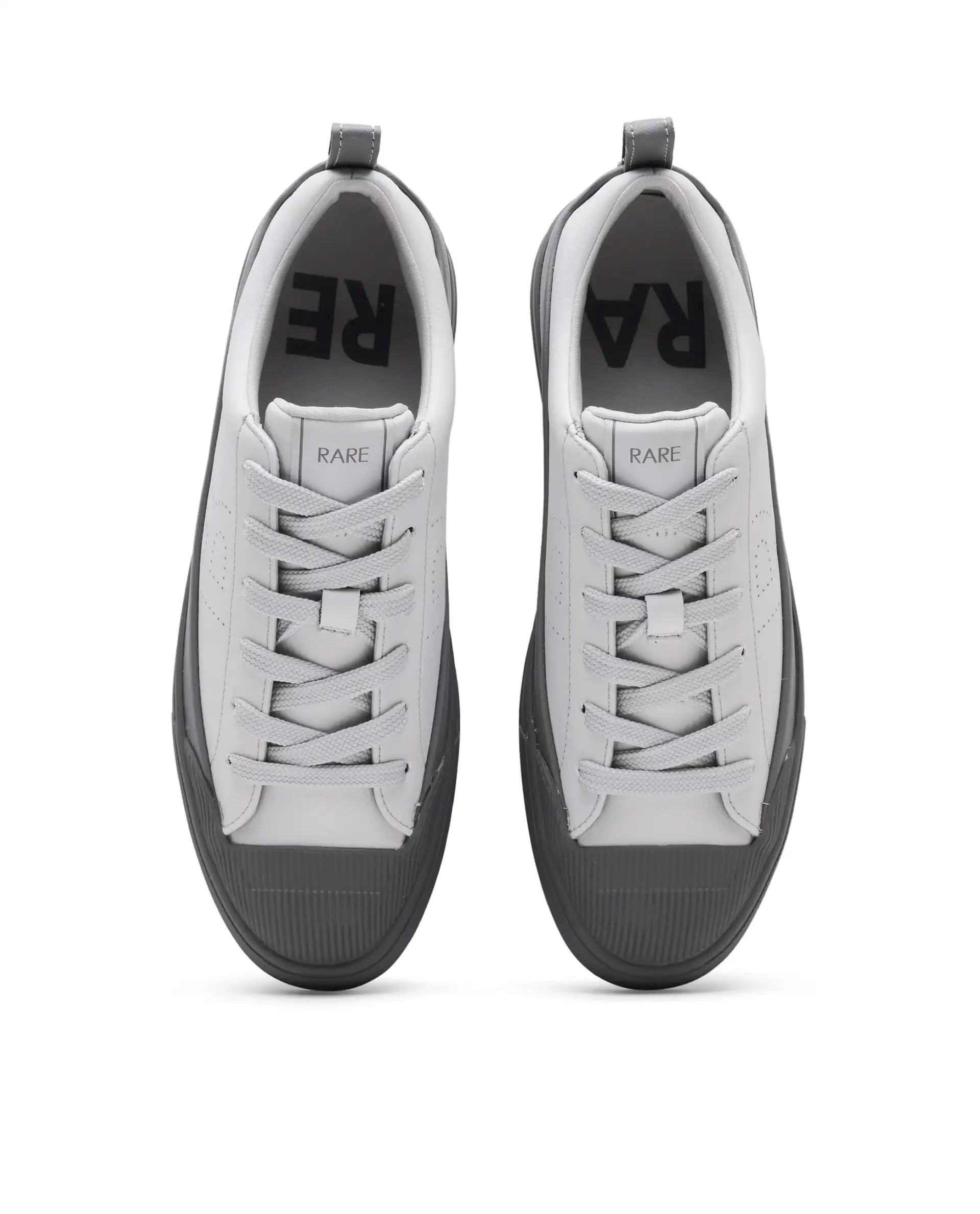 Rare Rabbit Men's Sauron Wave 24 Light Grey Micro Leather Sneaker