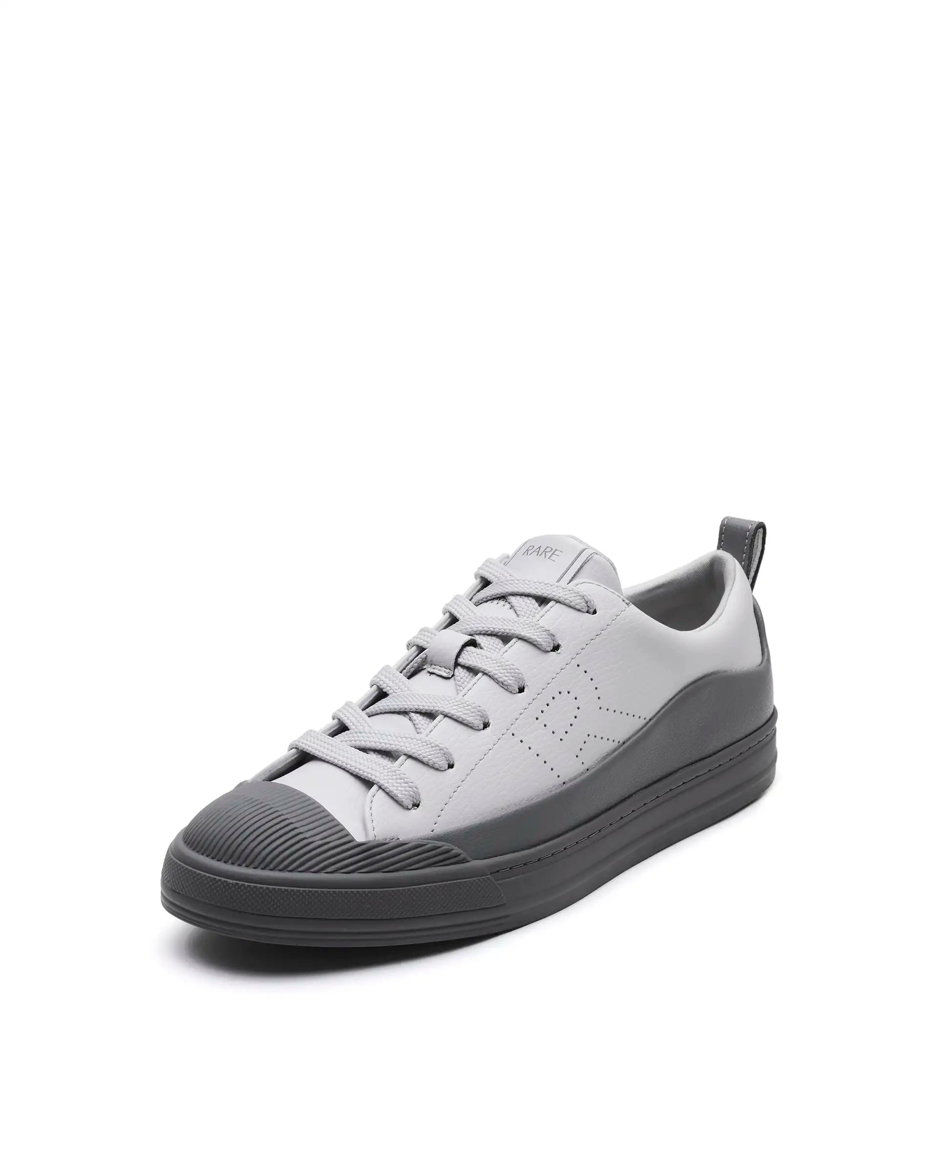 Rare Rabbit Men's Sauron Wave 24 Light Grey Micro Leather Sneaker