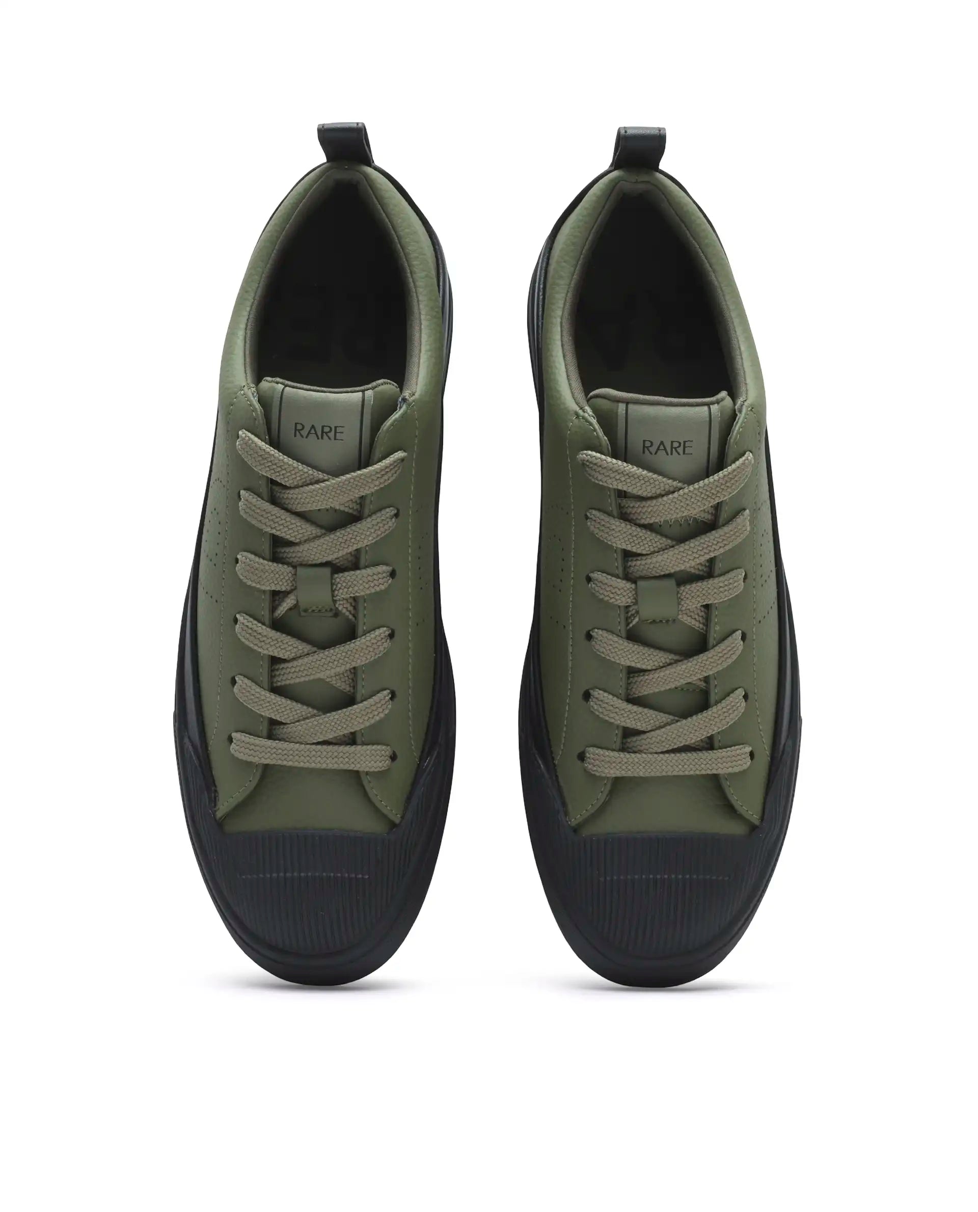 Rare Rabbit Men's Sauron Wave 24 Dark Olive Micro Leather Sneaker