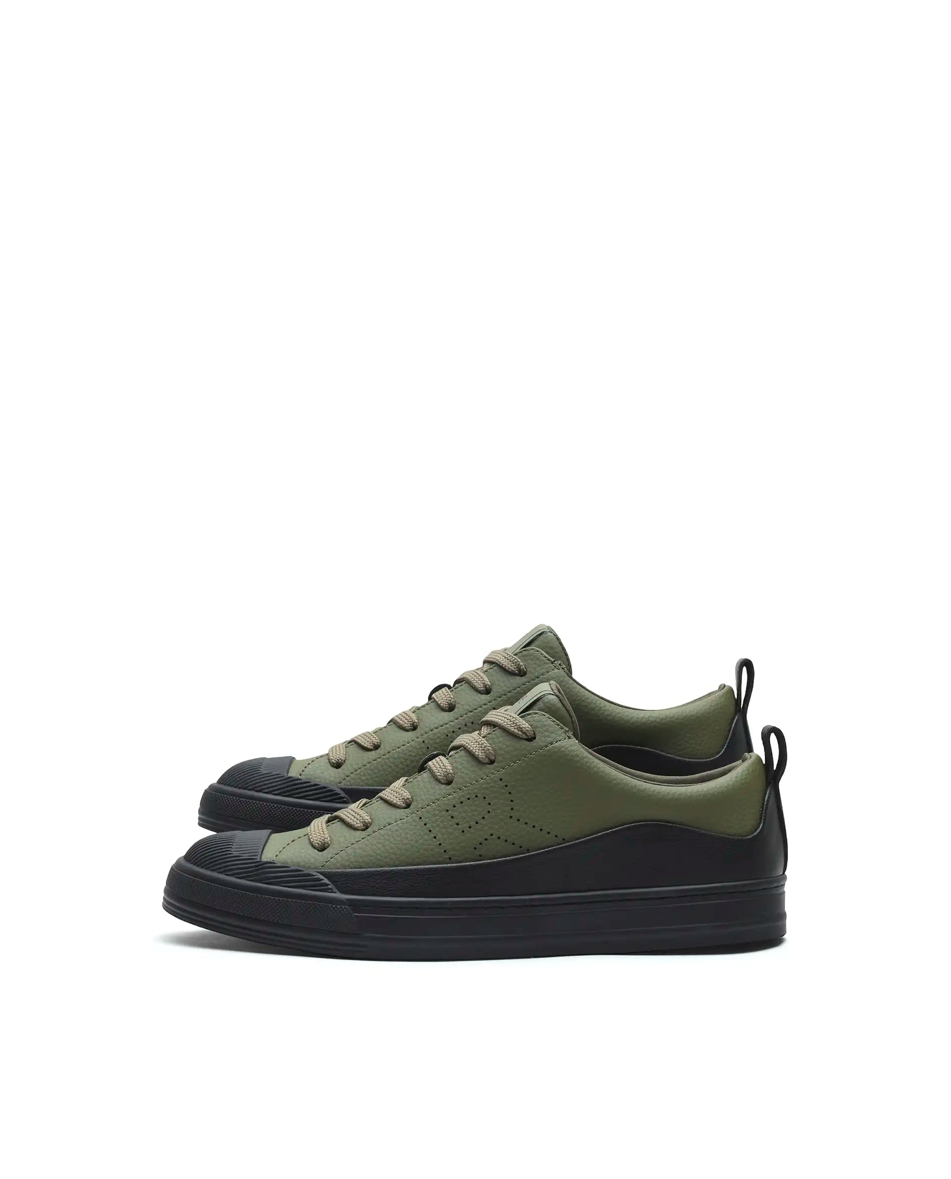 Rare Rabbit Men's Sauron Wave 24 Dark Olive Micro Leather Sneaker