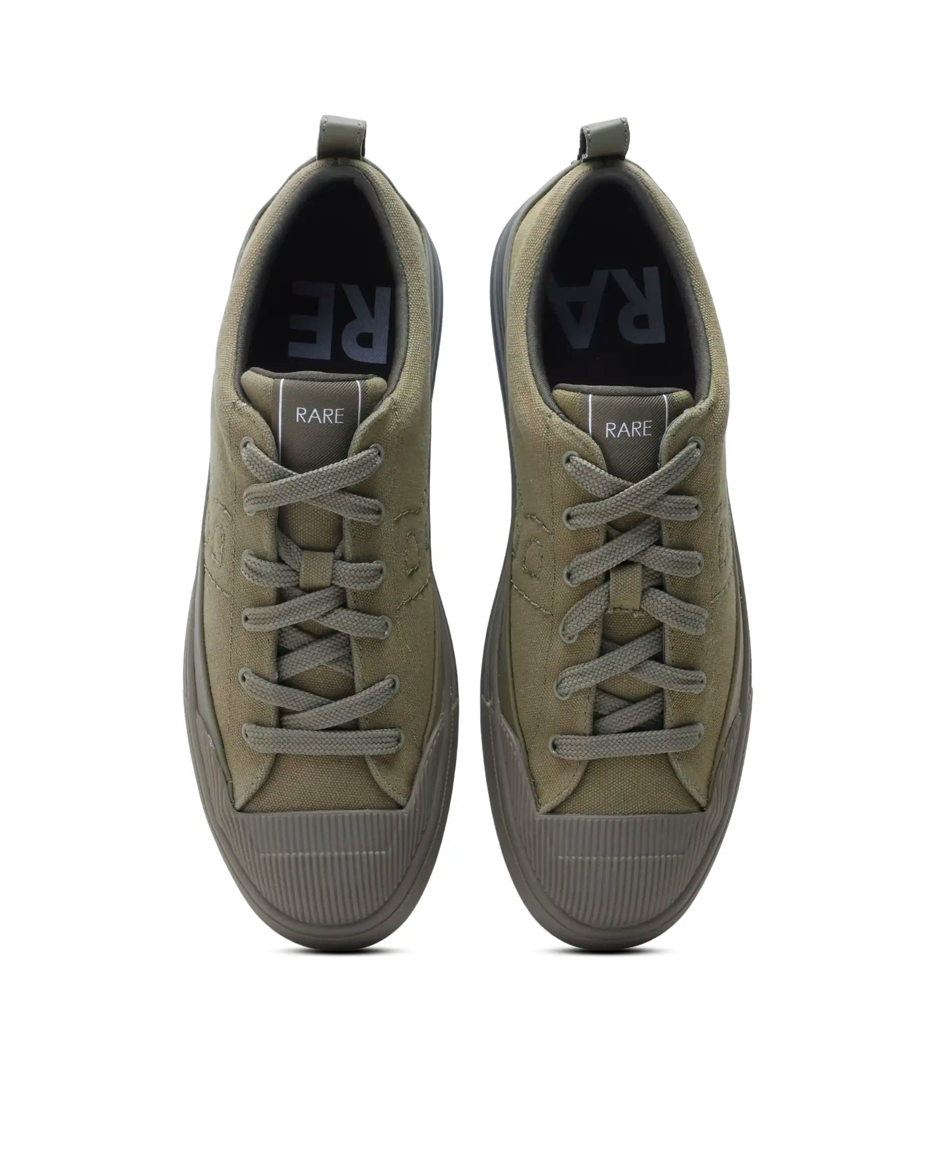 Rare Rabbit Men's Sauron Wave 60 Dark Olive Canvas Fabric Sneaker