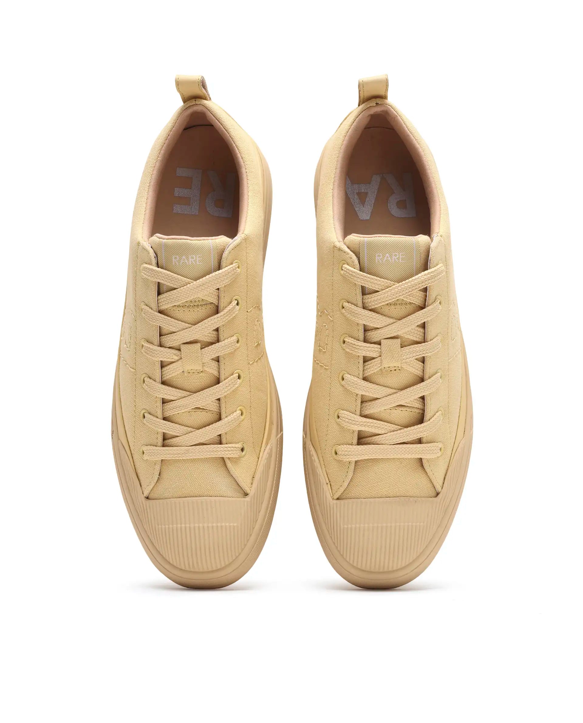 Rare Rabbit Men's Sauron Wave 60 Light Yellow Micro Leather Sneaker