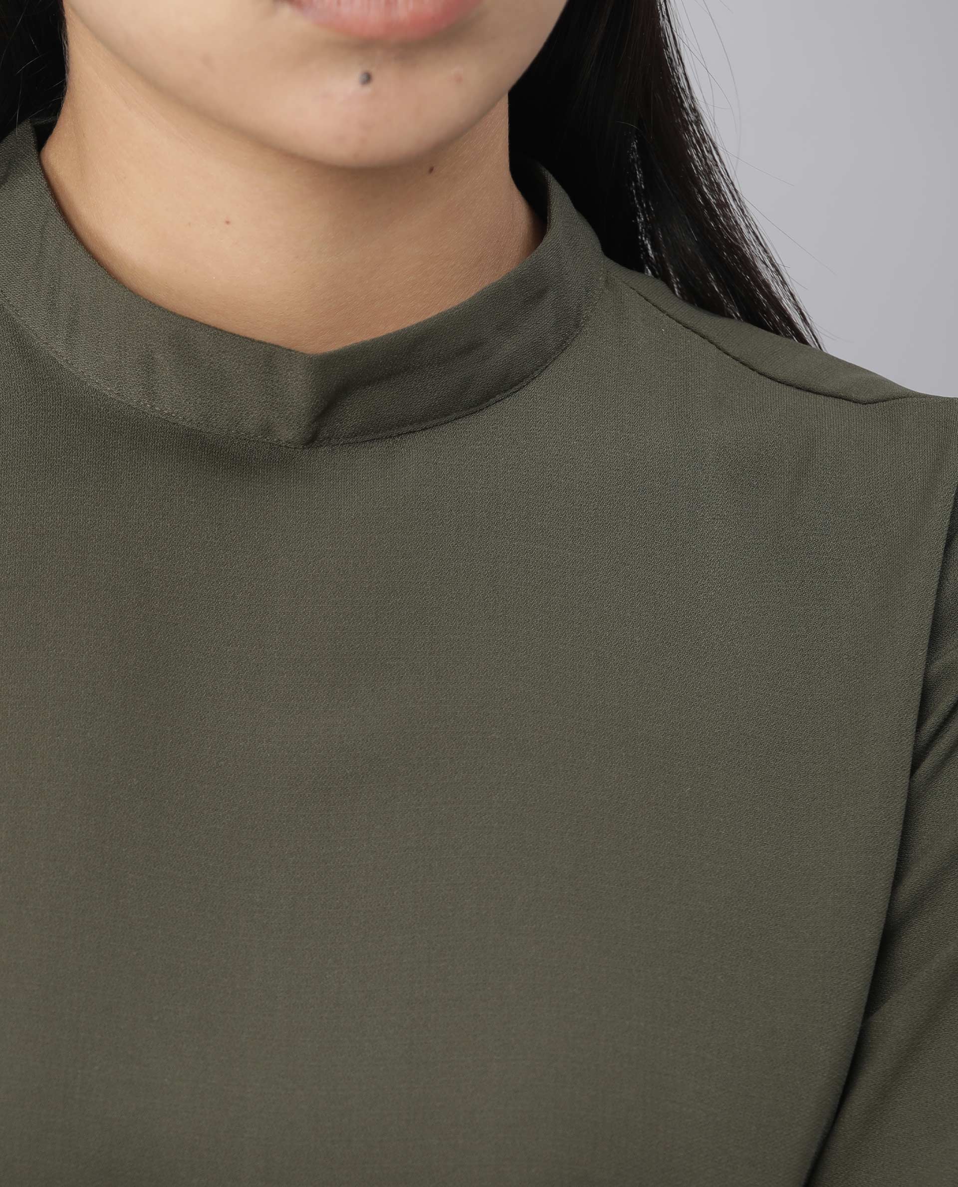 Rareism Women Savce Green Dress Short Sleeves Solid