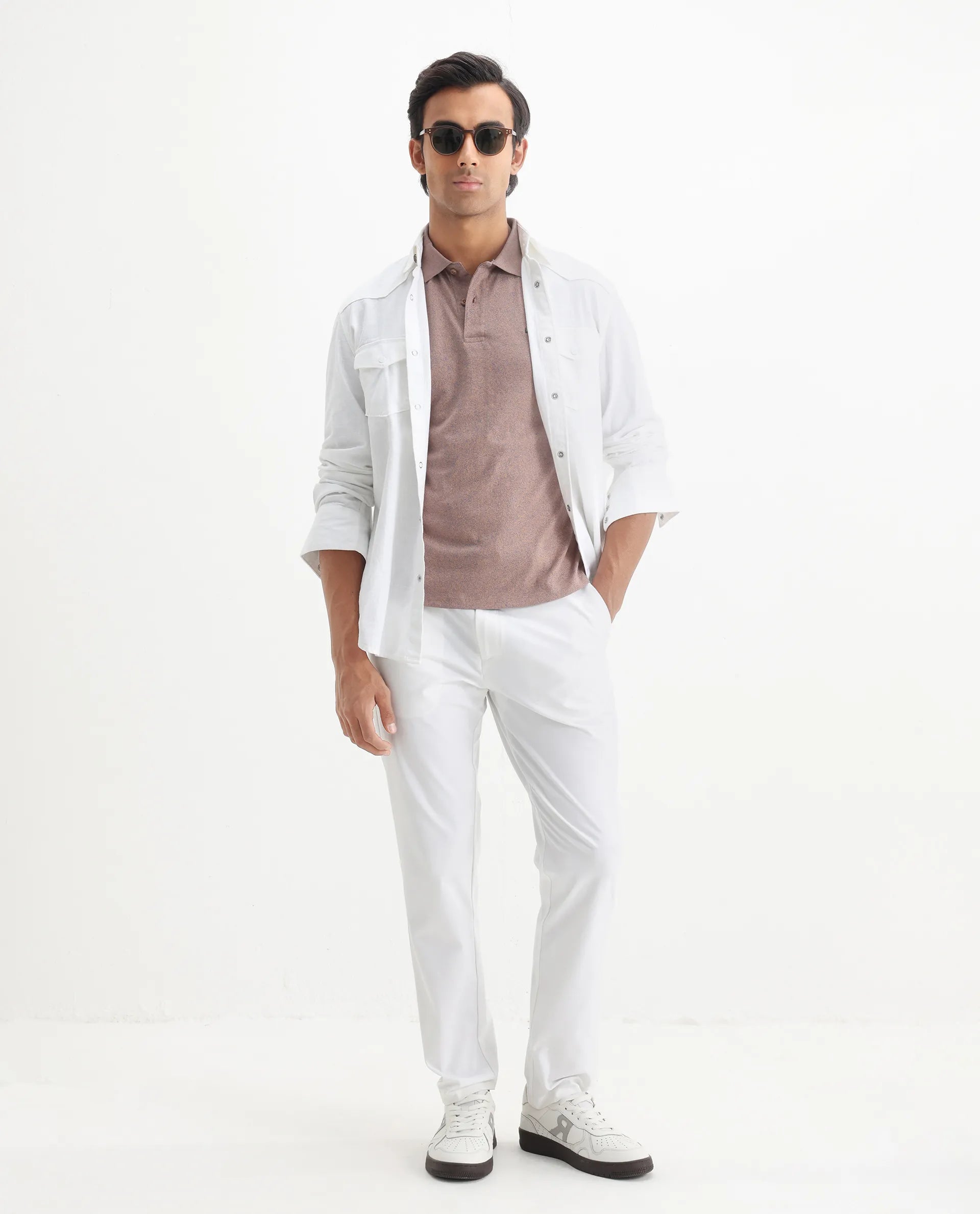 Rare Rabbit Men's Schop Dark Orange Cotton Plain Regular Fit Half Sleeve Polo