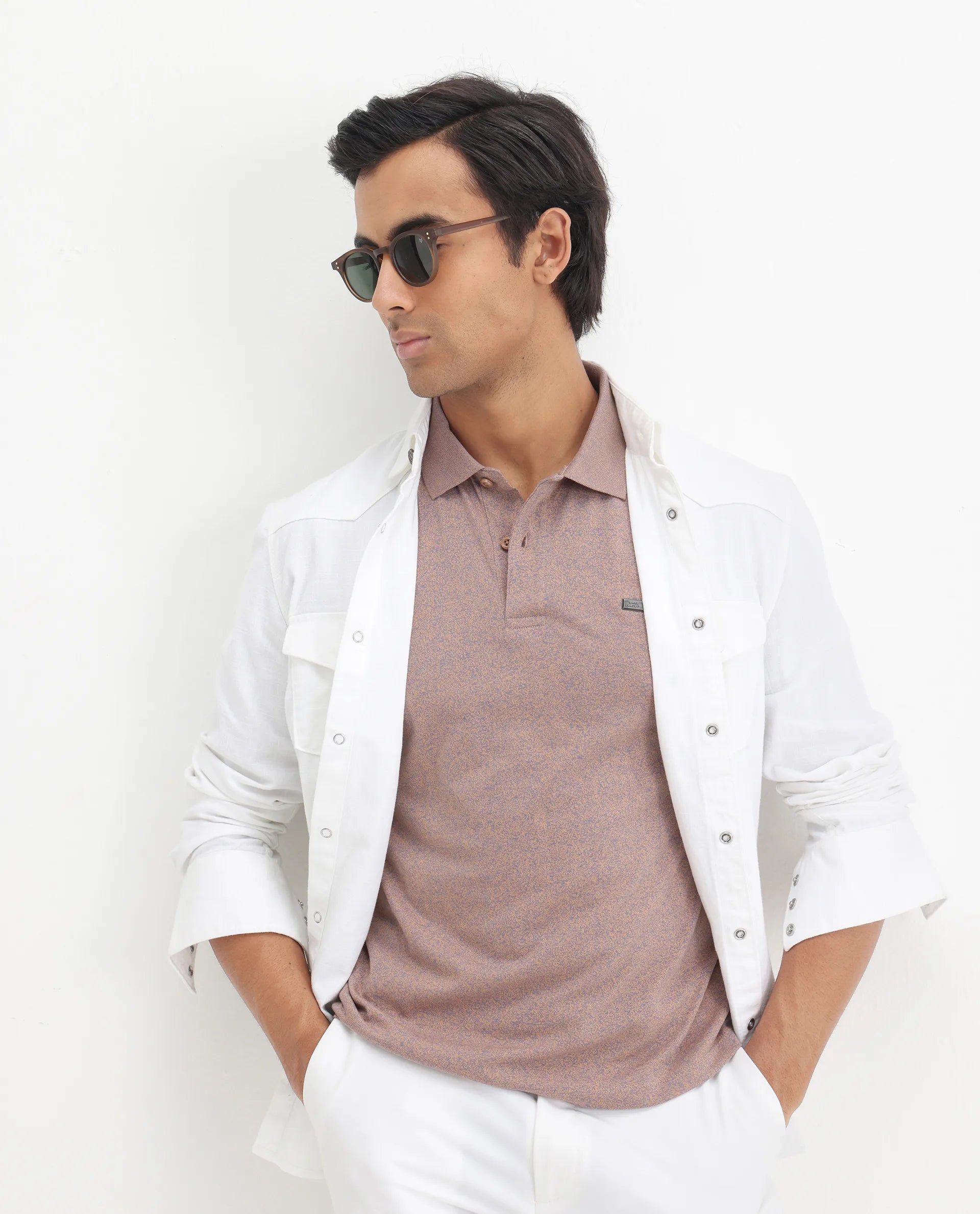 Rare Rabbit Men's Schop Dark Orange Cotton Plain Regular Fit Half Sleeve Polo