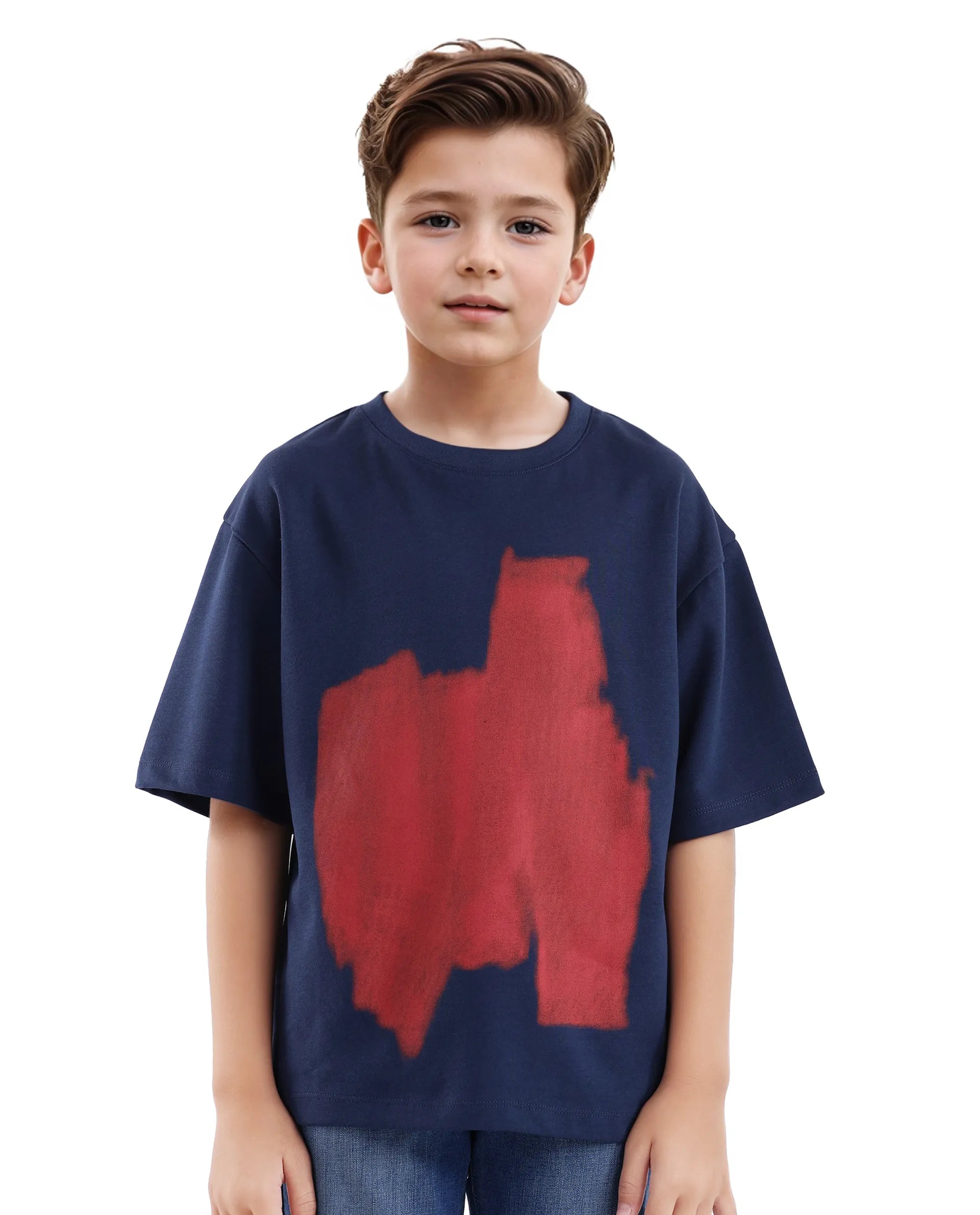 Rare Ones Kids Scrib Navy Cotton Poly Short Sleeve Pigment Print Boxy T-Shirt