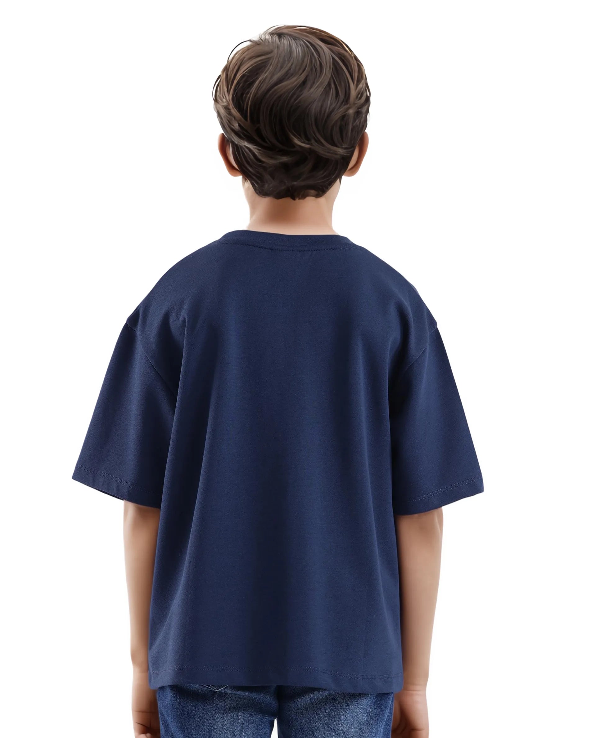 Rare Ones Kids Scrib Navy Cotton Poly Short Sleeve Pigment Print Boxy T-Shirt