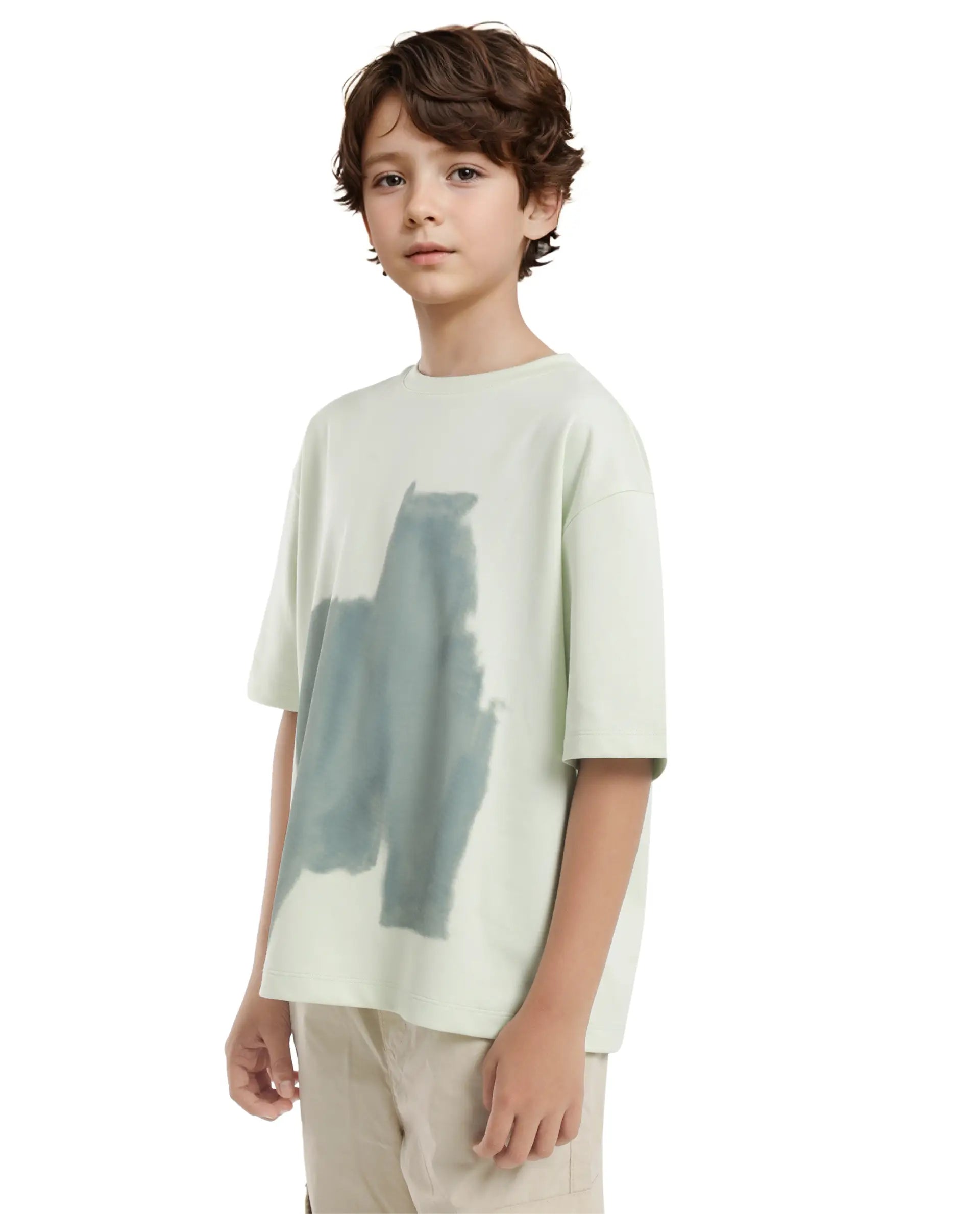 Rare Ones Kids Scrib Green Cotton Full Sleeves Crew Neck Abstract Print T-Shirt