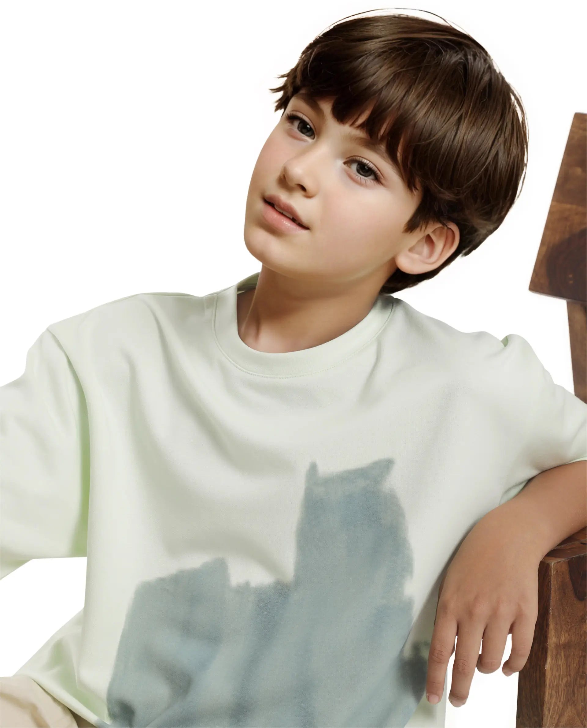 Rare Ones Kids Scrib Green Cotton Full Sleeves Crew Neck Abstract Print T-Shirt