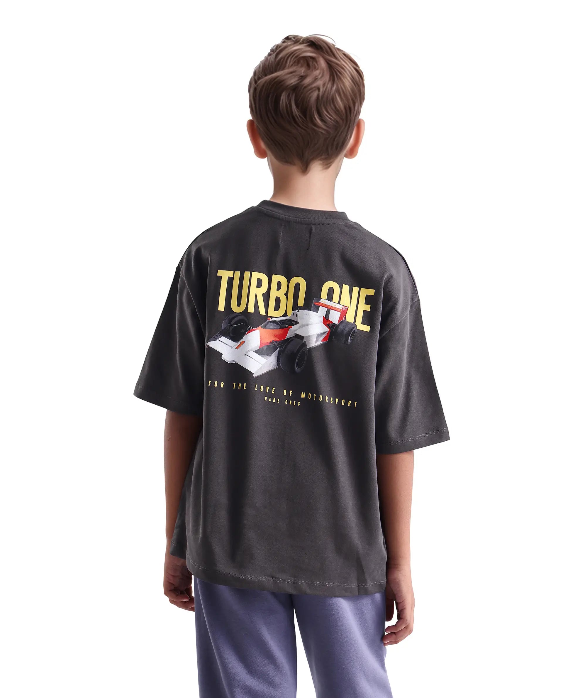 Rare Ones Kids Selo Dark Brown Cotton Puff Print Pull On Closure Oversized Fit T-Shirt