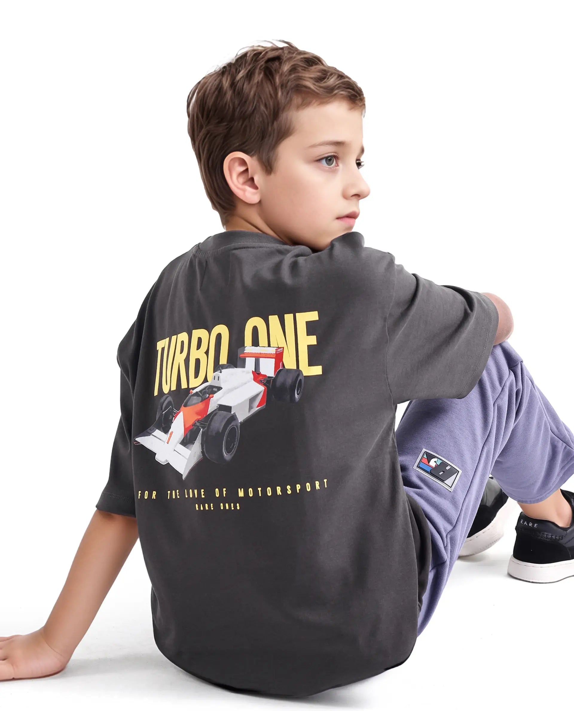Rare Ones Kids Selo Dark Brown Cotton Puff Print Pull On Closure Oversized Fit T-Shirt