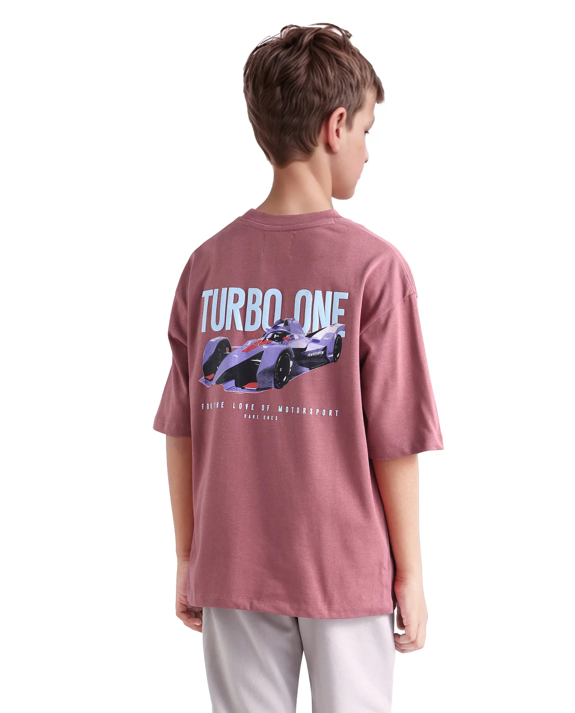 Rare Ones Kids Selo Dusky Pink Cotton Solid Slip-On Closure Oversized Fit T-Shirt