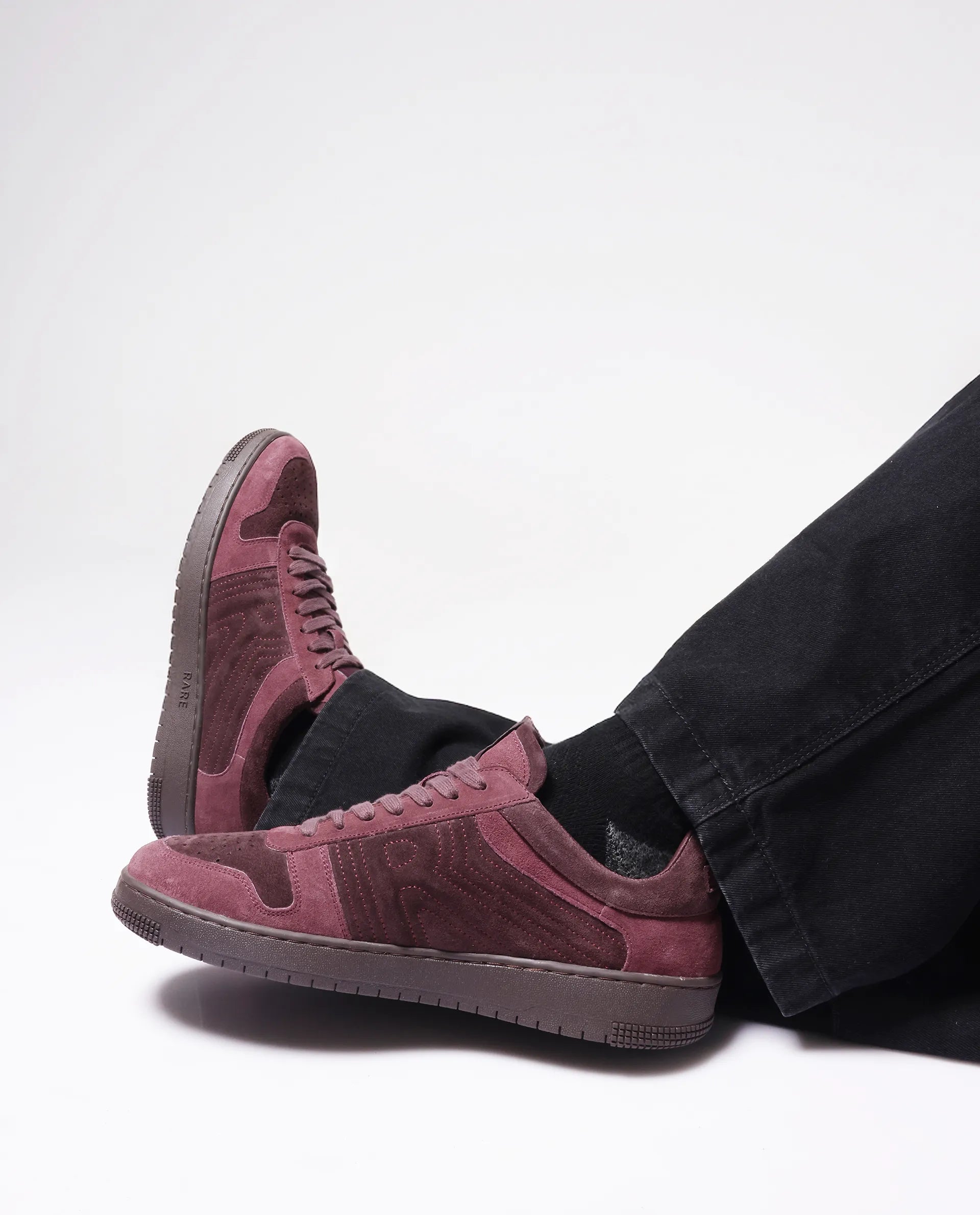 Rare Rabbit Men Senab Purple Genuine Suede Leather Low-Top Lace Up Sneaker Shoes