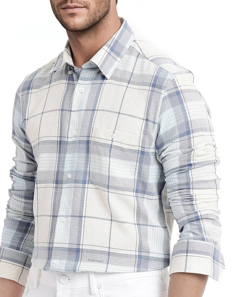 Buy Senza - Off White Regular Fit Checked Print Shirt| Rare Rabbit