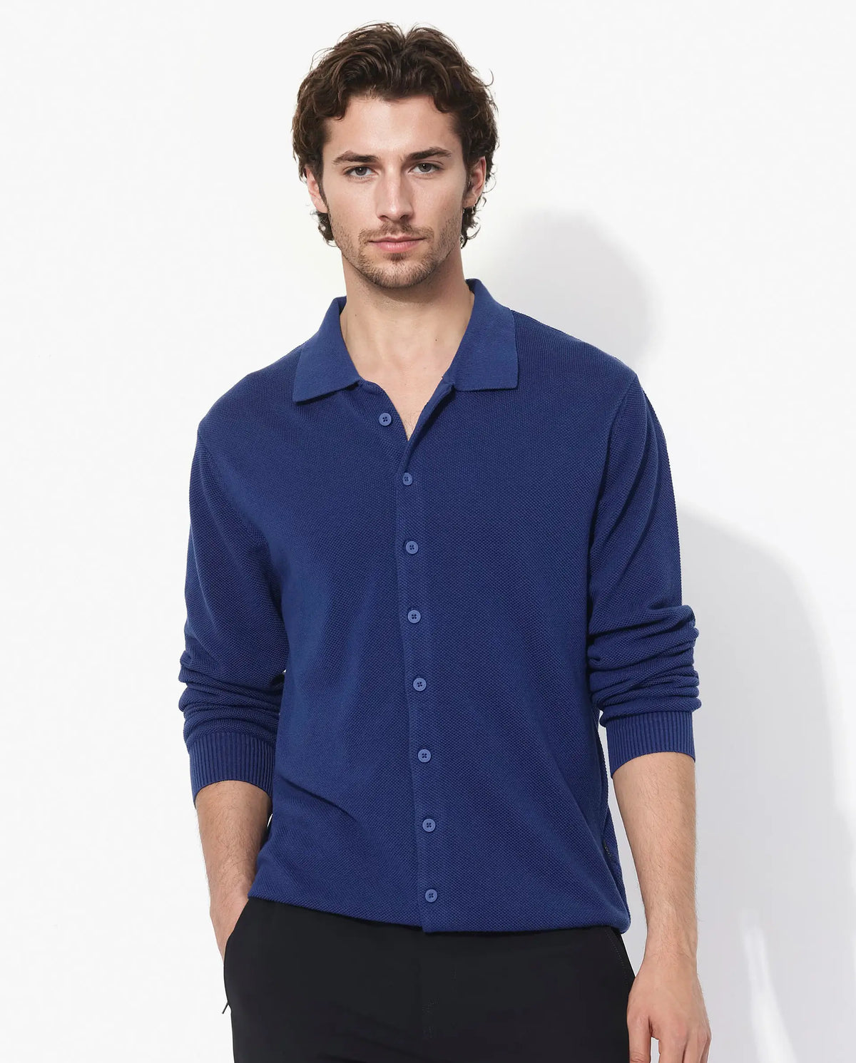 Rare Rabbit Men's Alias-N Flouroscent Blue Cotton Plain Regular Fit Full Sleeve Collared Shirt