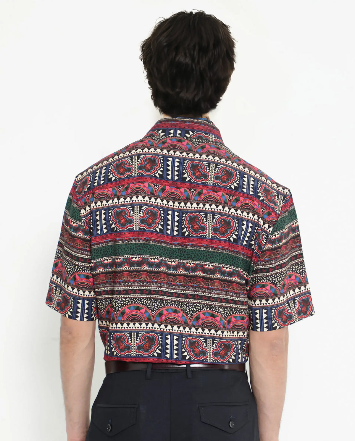 Rare Rabbit Men's Hatham Ss Black Viscose Abstract Print Boxy Fit Half Sleeve Spread Collar Shirt