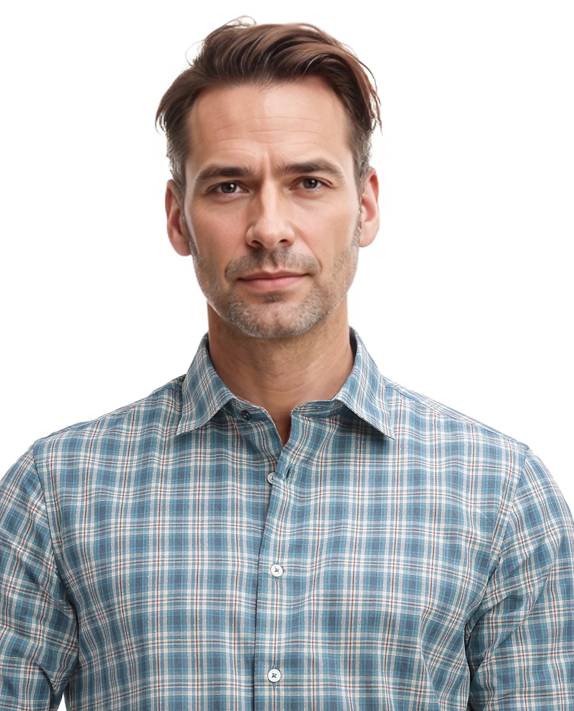 Rare Rabbit Men's Sept Turq Cotton Fabric Full Sleeve Regular Fit Checks Shirt