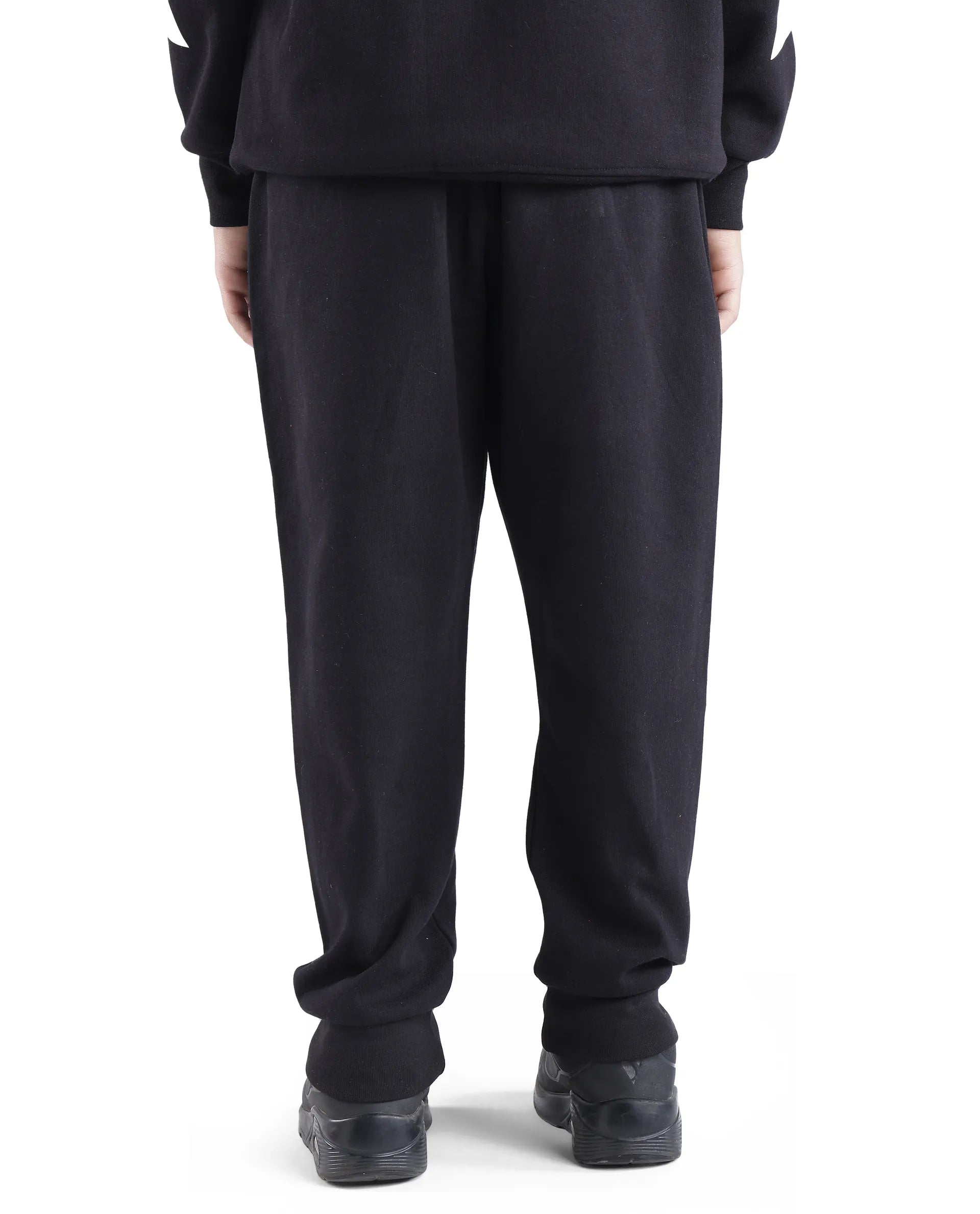 Rare Ones Kids Sero Black Cotton Poly Drawstring Printed Trackpant