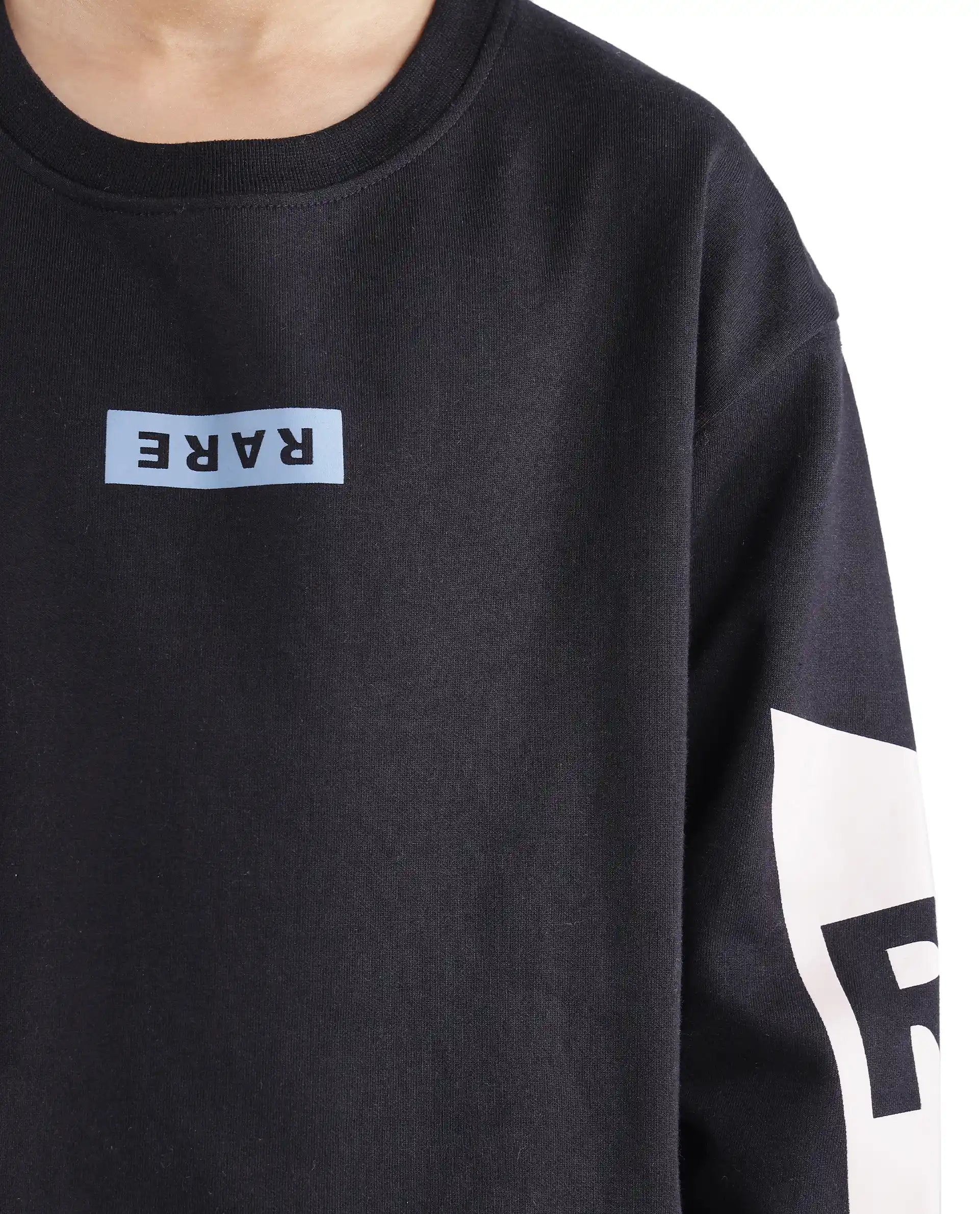 Rare Ones Kids Seron Black Cotton Full Sleeve Crew Neck Digital Print Sweatshirt